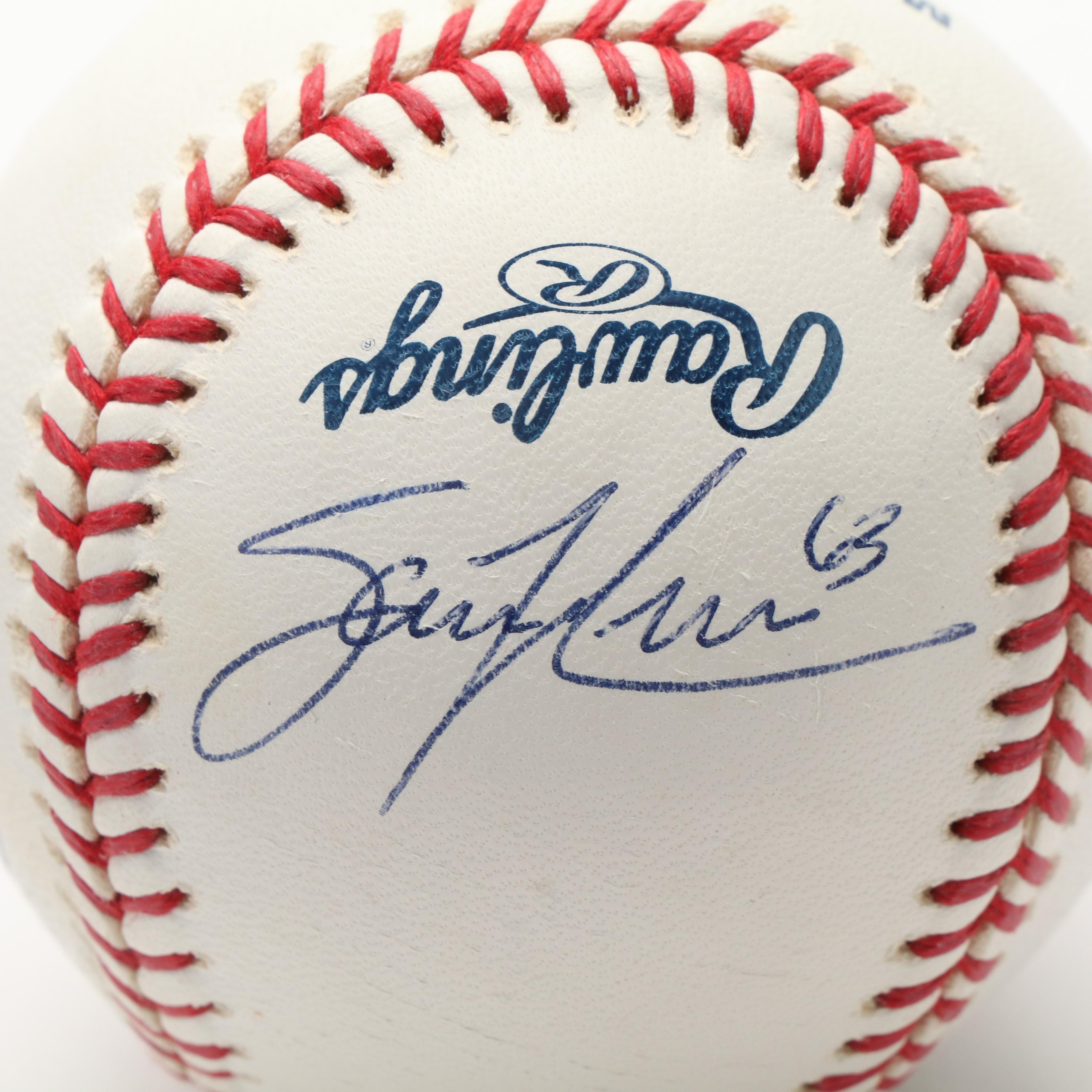 Carson Palmer Signed Print with Chris Sabo and Sam LeCure Signed Baseball, More