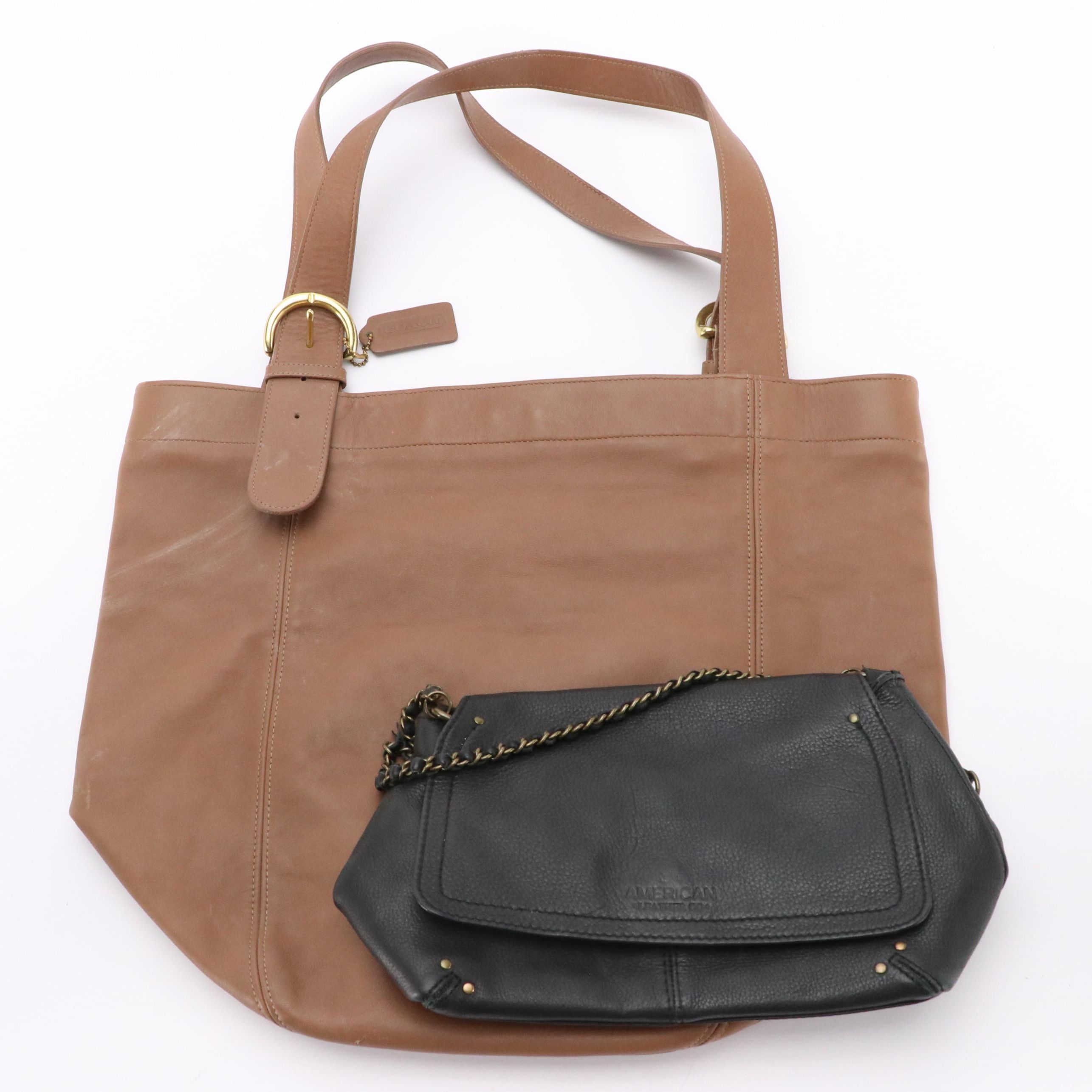 Coach Mocha Brown Leather Soho Duffel Tote Bag with Other Leather Crossbody Bag