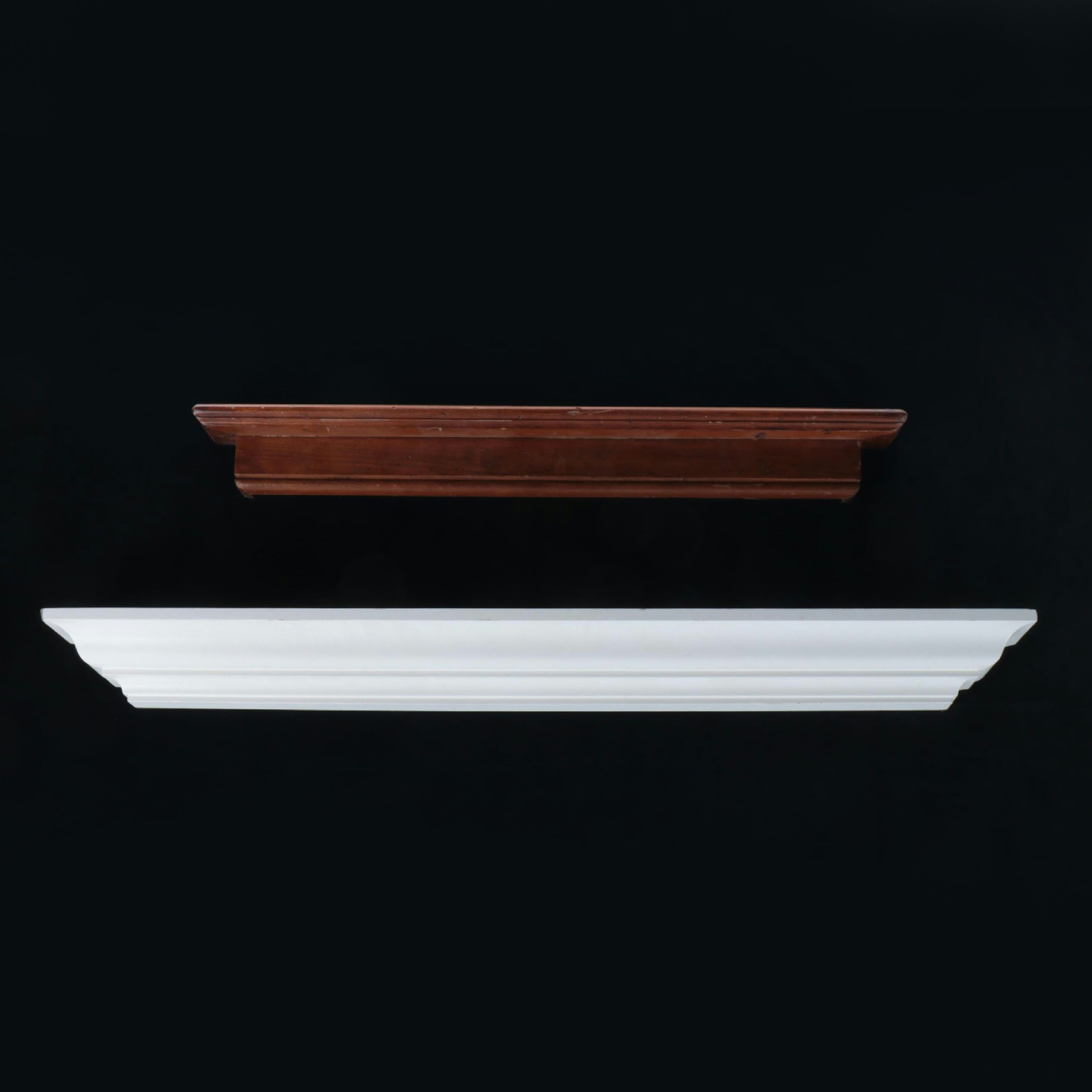 Italian Pine Wood Wall Shelf with White Laminate Floating Shelf