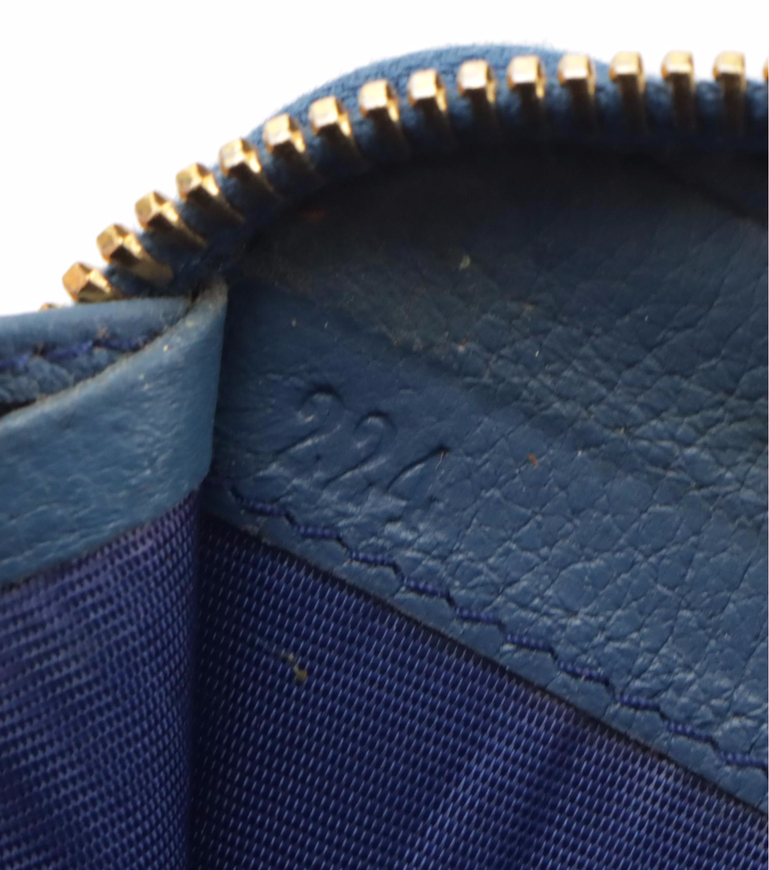 Prada Blue Grained Leather Zip-Around Long Wallet