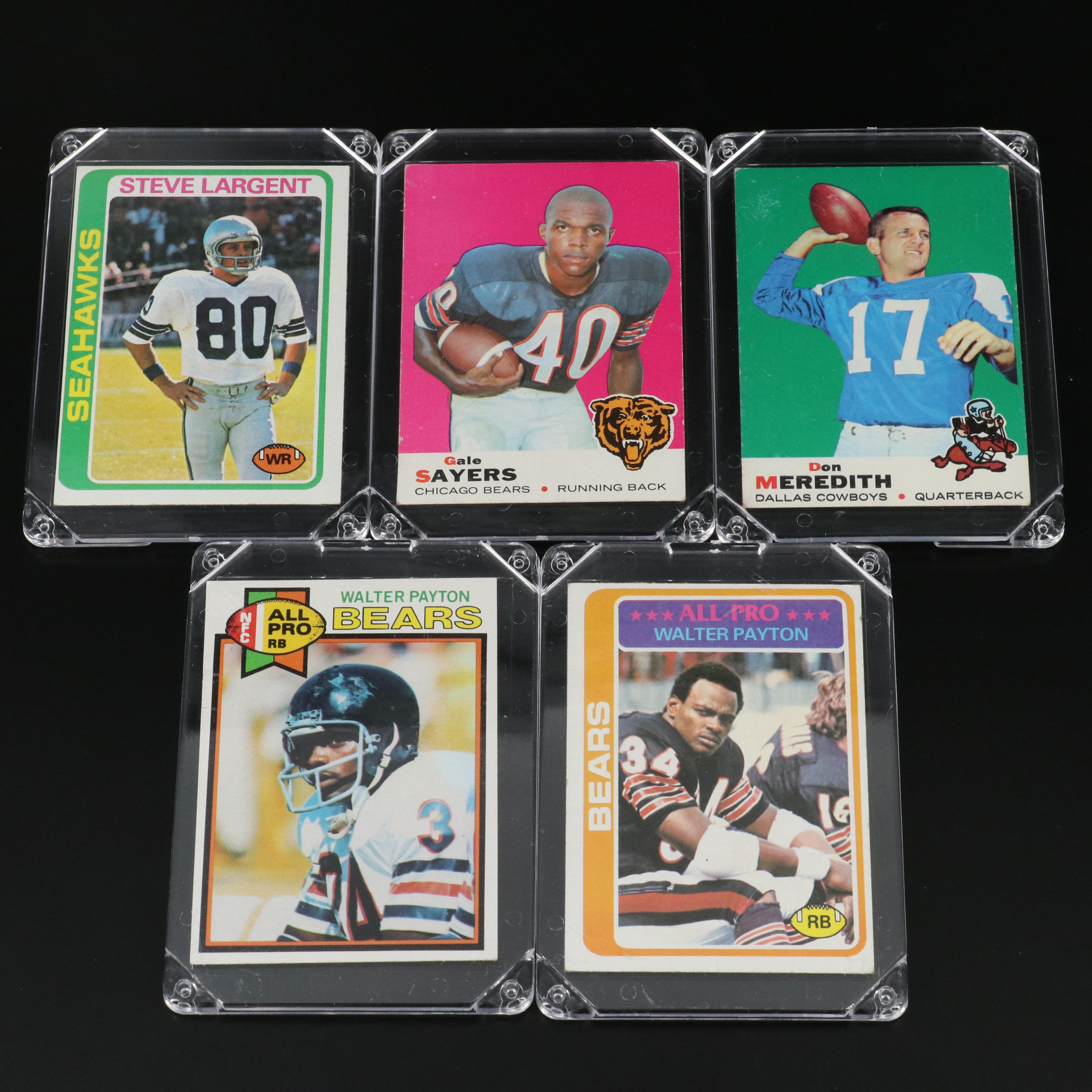 Topps Football Cards Featuring Walter Payton, Steve Largent, & More, 1960s-1970s