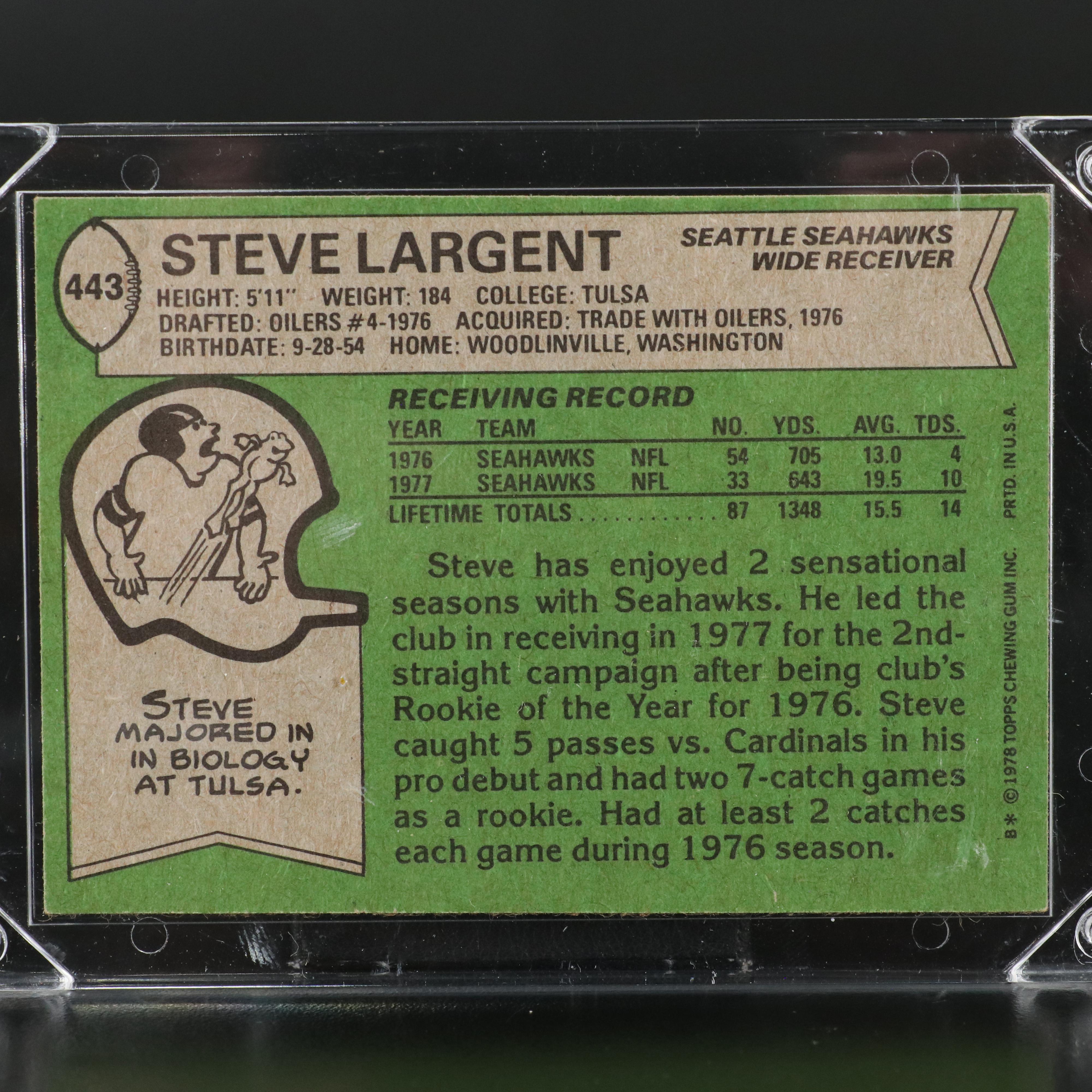 Topps Football Cards Featuring Walter Payton, Steve Largent, & More, 1960s-1970s