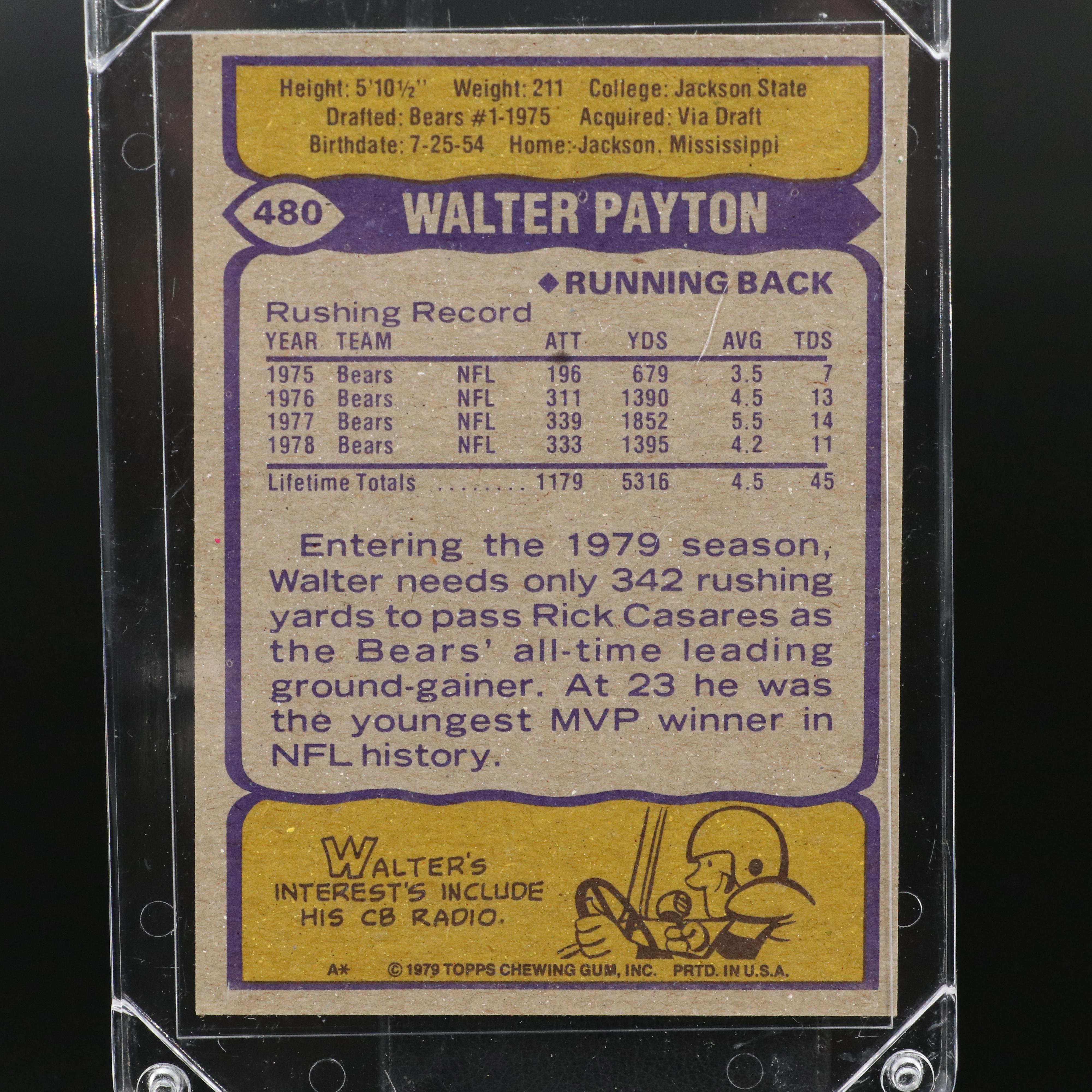 Topps Football Cards Featuring Walter Payton, Steve Largent, & More, 1960s-1970s