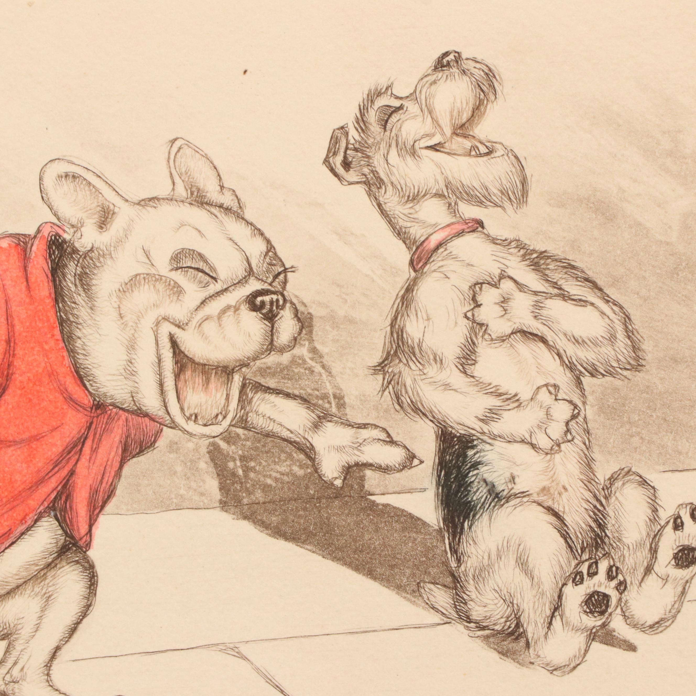 Boris O'Klein Hand-Colored Etchings Including "Les Champs Elysees"