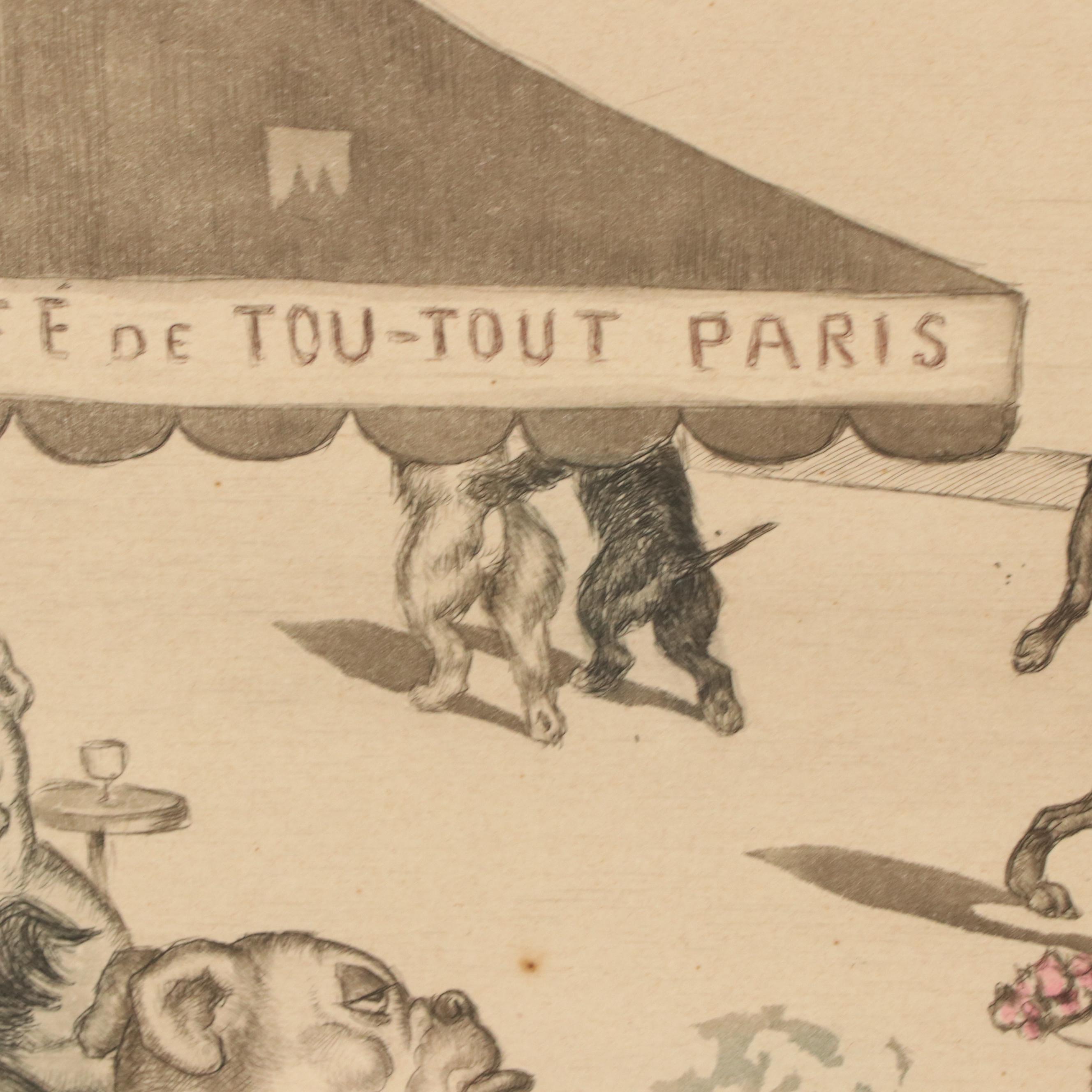 Boris O'Klein Hand-Colored Etchings Including "Les Champs Elysees"