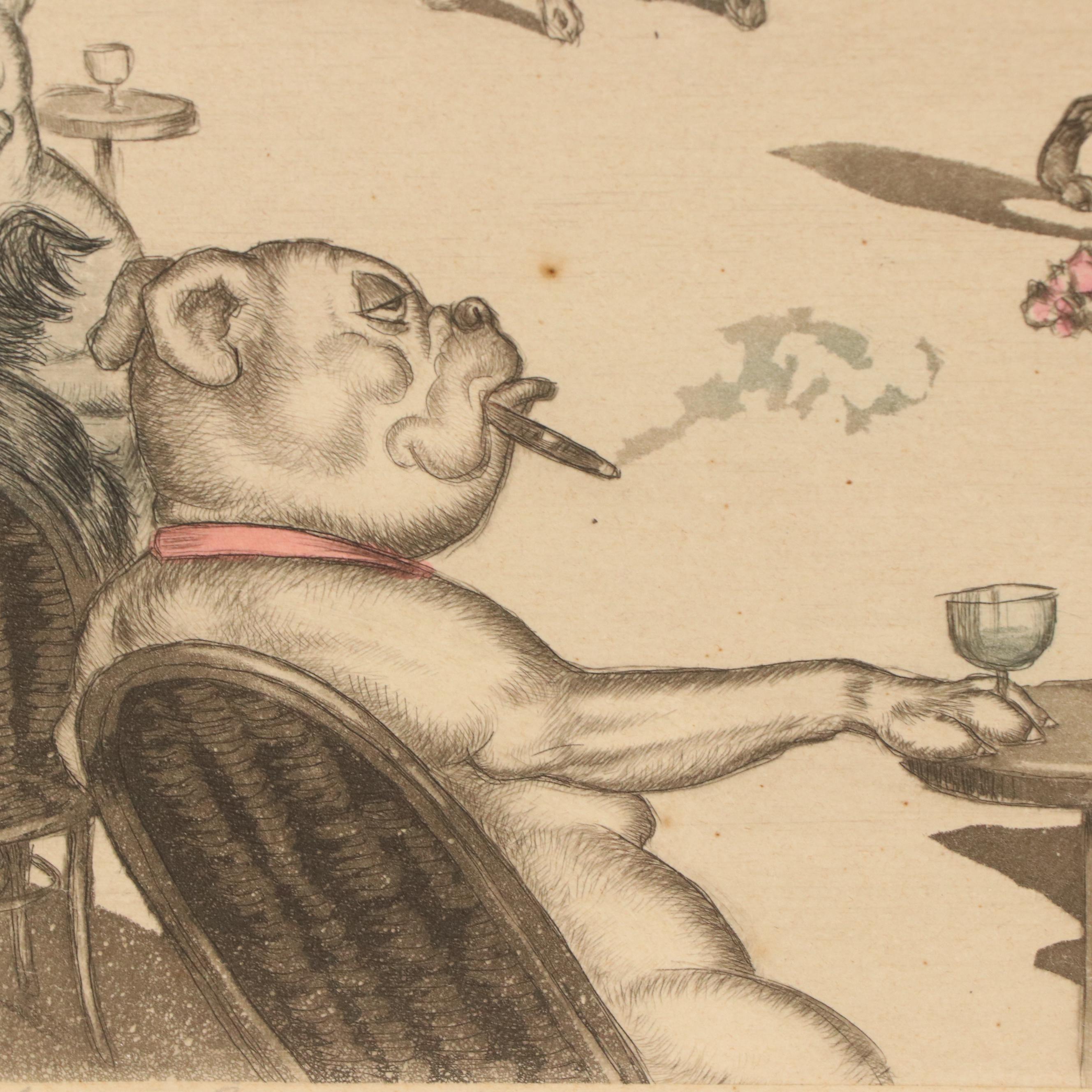 Boris O'Klein Hand-Colored Etchings Including "Les Champs Elysees"