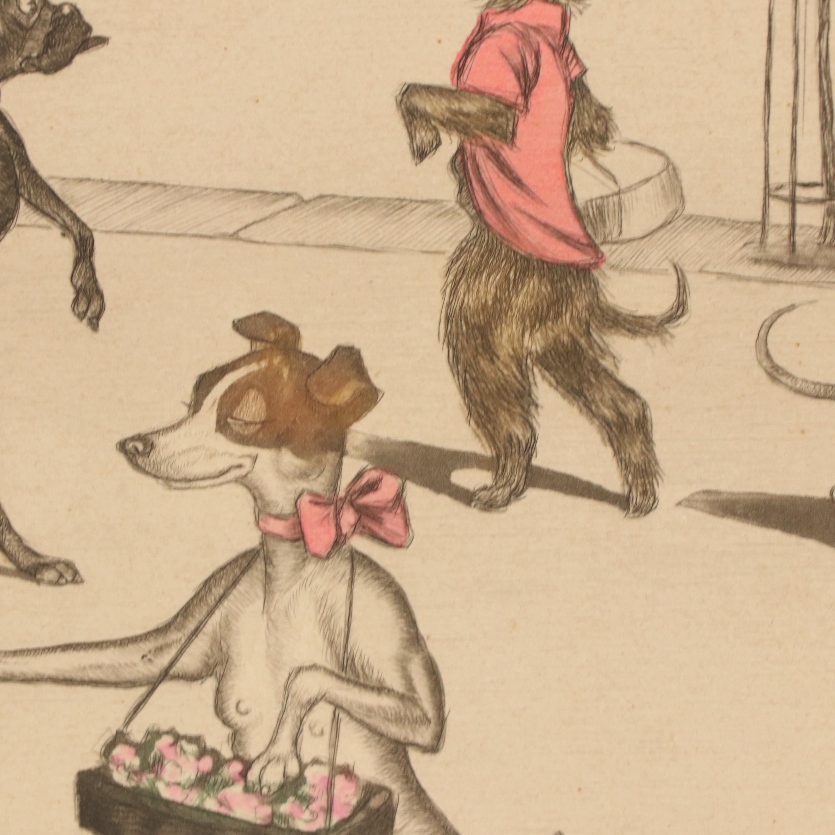 Boris O'Klein Hand-Colored Etchings Including "Les Champs Elysees"