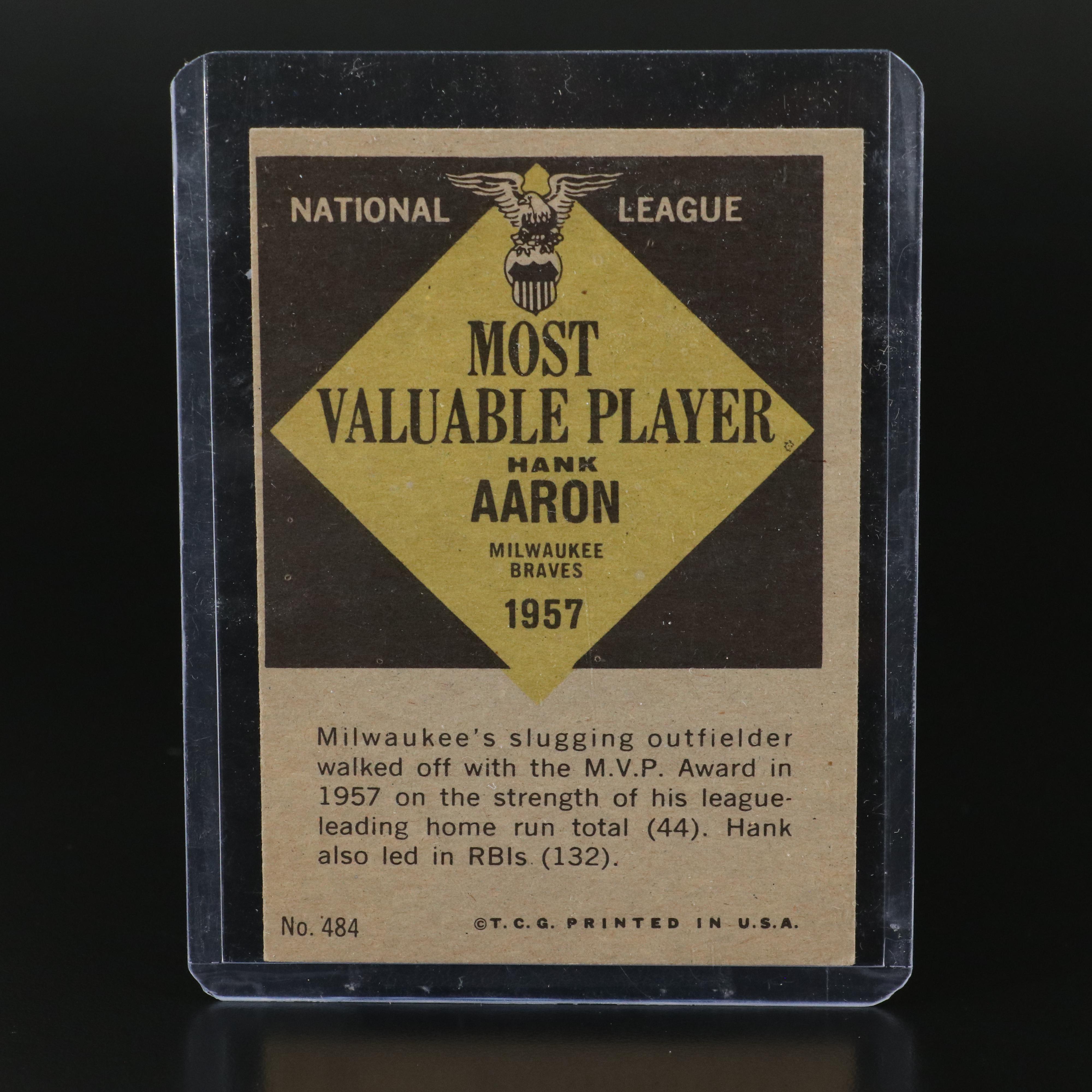 1958 Topps Mickey Mantle and Hank Aaron Batting Foes with 1961 MVP Baseball Card