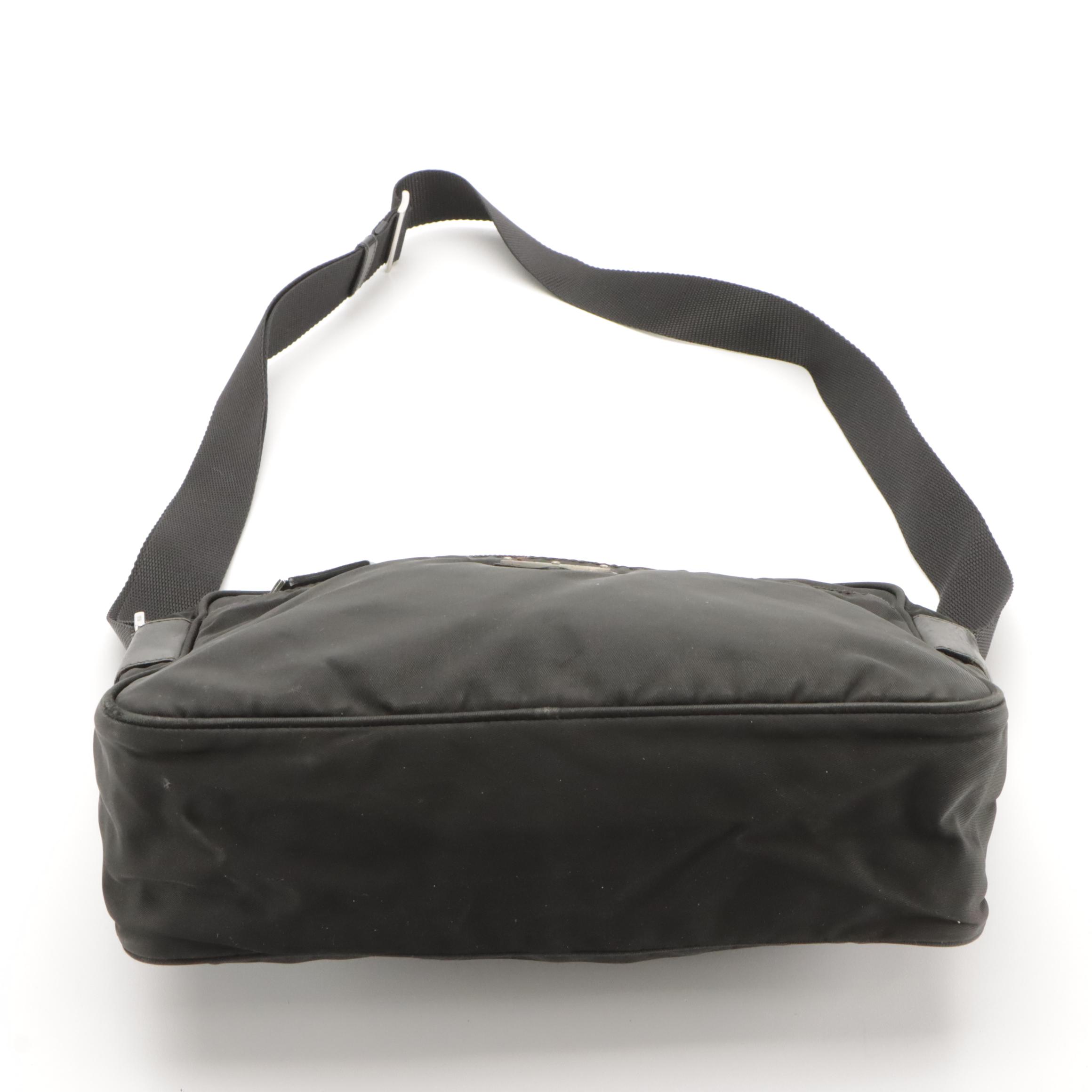 Prada Black Tessuto Nylon and Leather Crossbody Bag