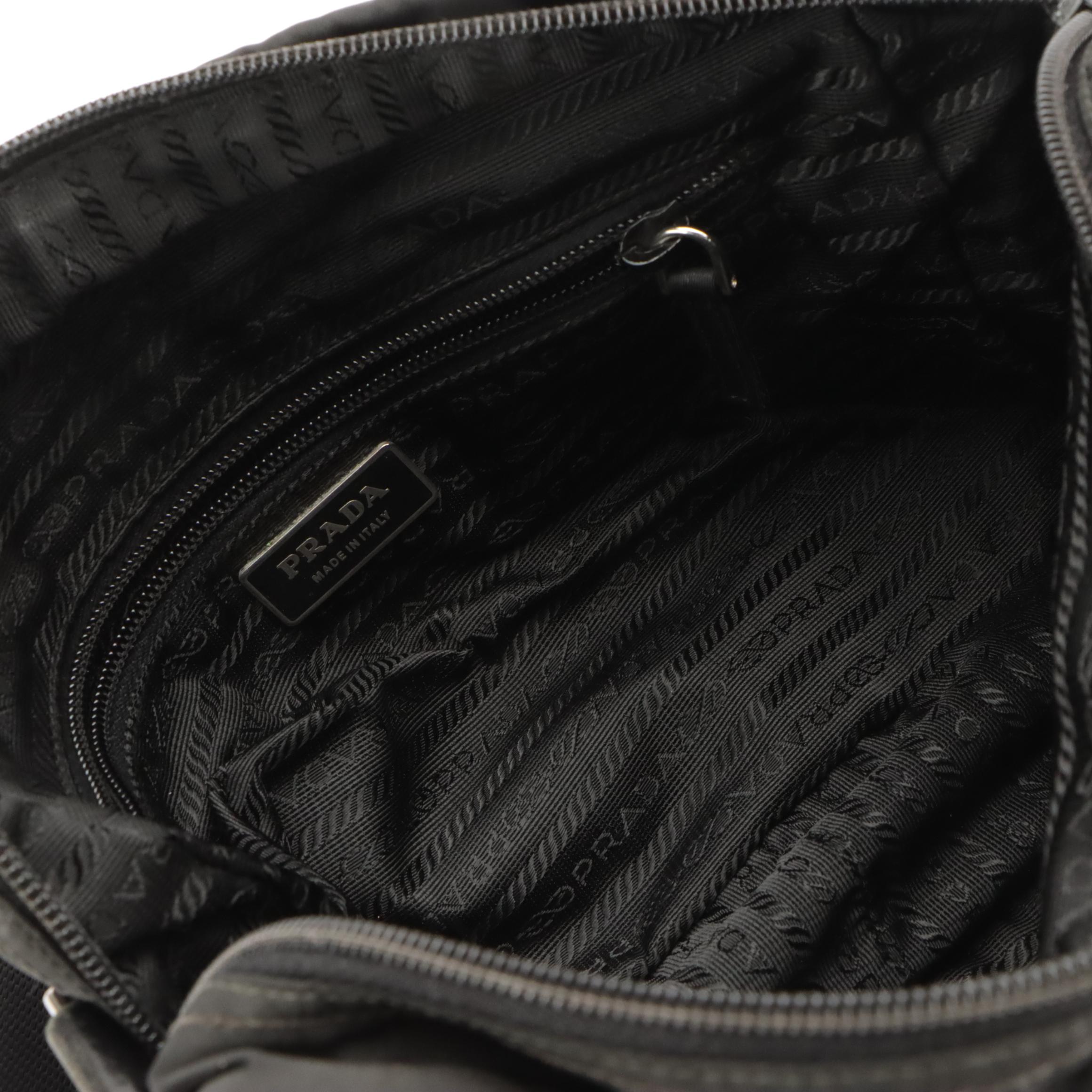 Prada Black Tessuto Nylon and Leather Crossbody Bag