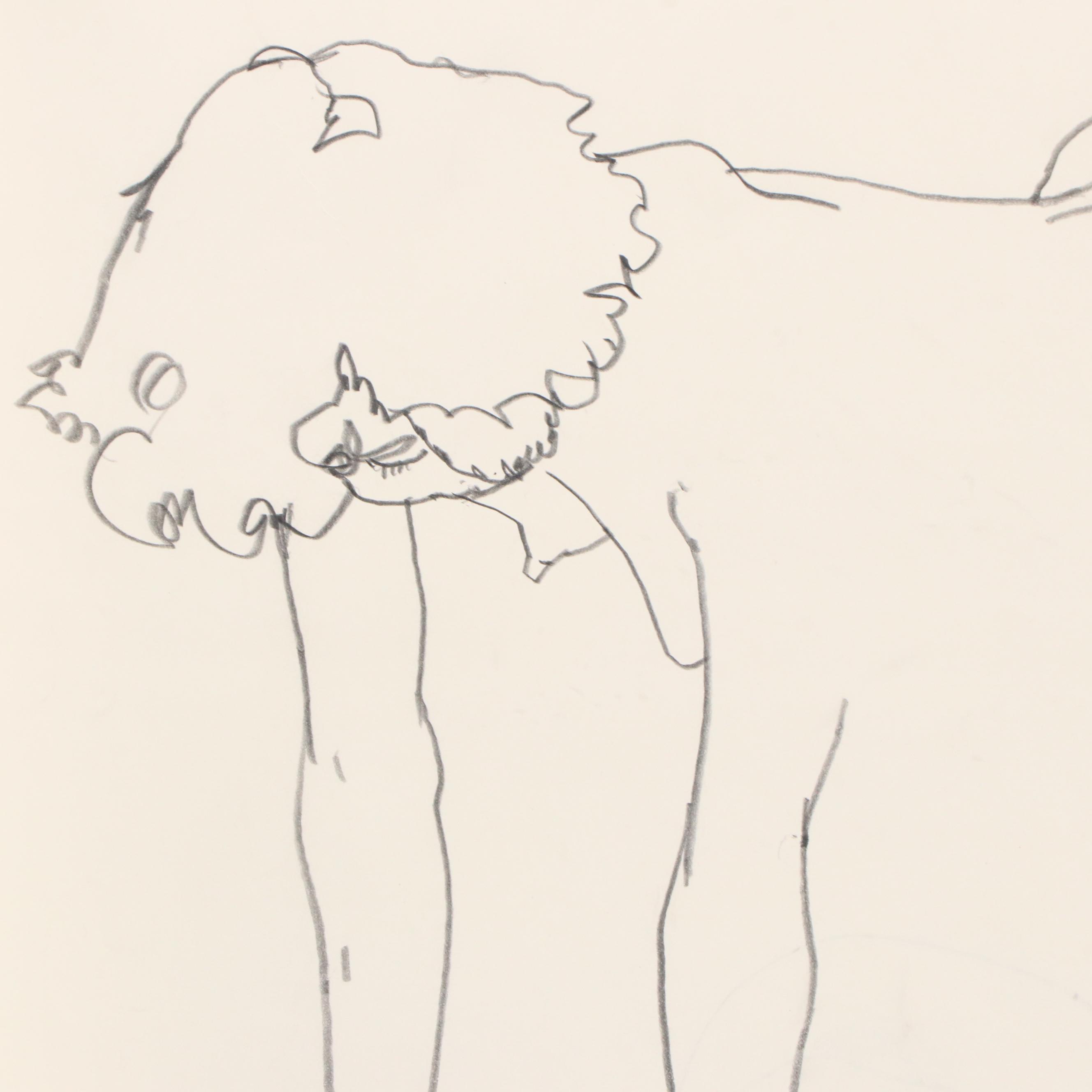 Nude Figural Graphite Drawing, Late 20th Century