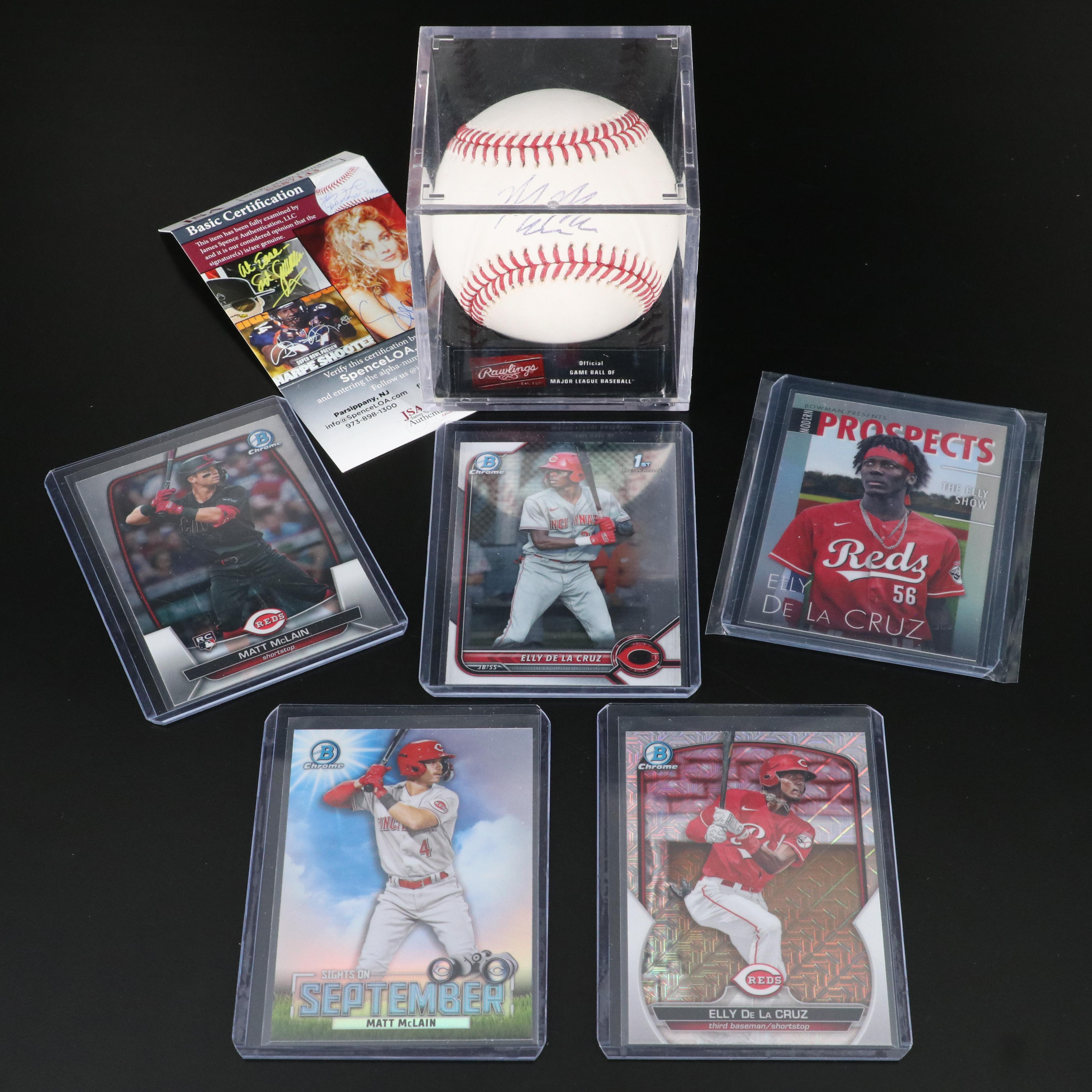 Matt McLain Signed Baseball with Elly De La Cruz Bowman Chrome 1st and More