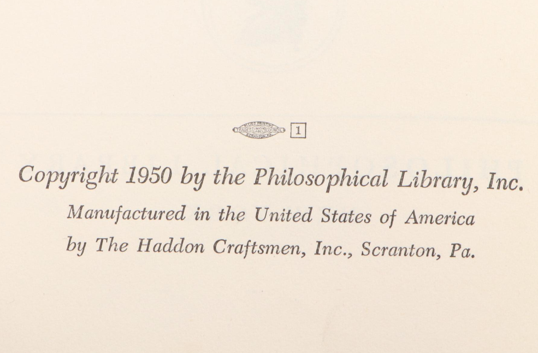 First Edition "Out of My Later Years" by Albert Einstein, 1950