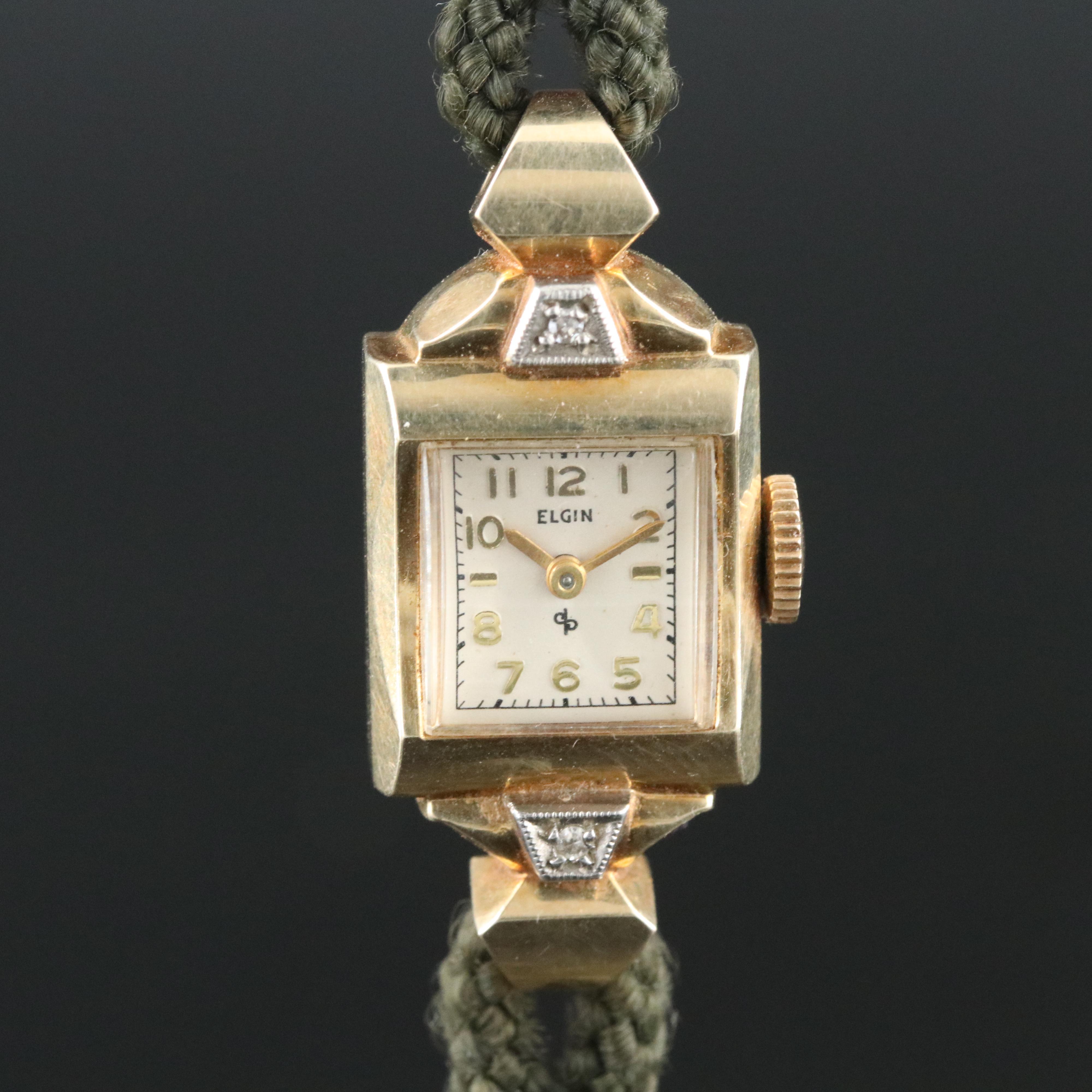 14K Elgin 1948 Diamond Watch