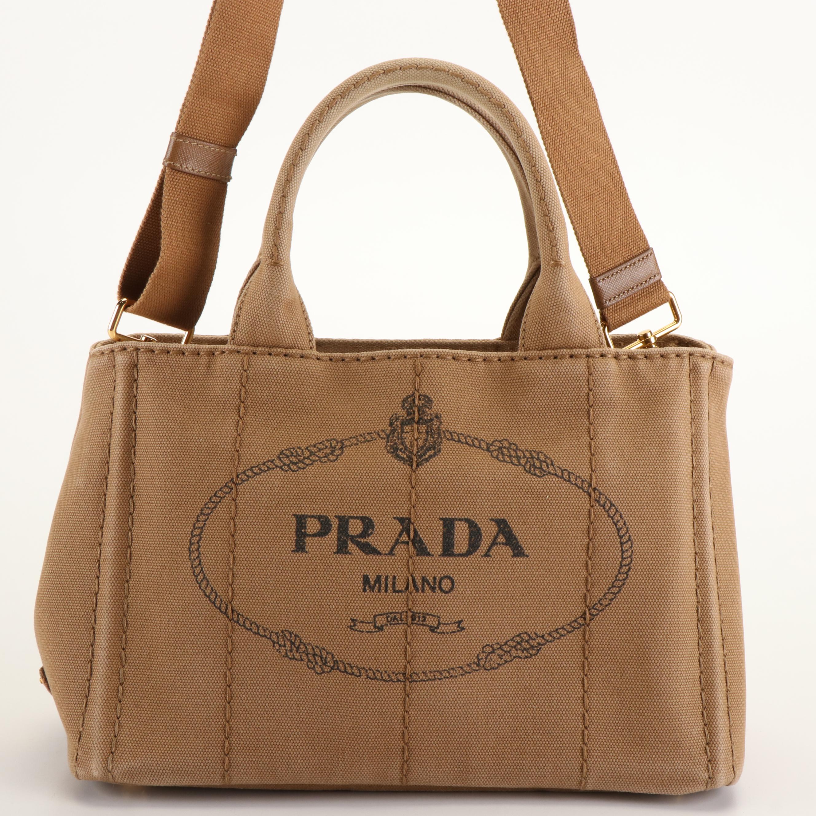 Prada Canapa Logo Handbag in Tabacco Canvas