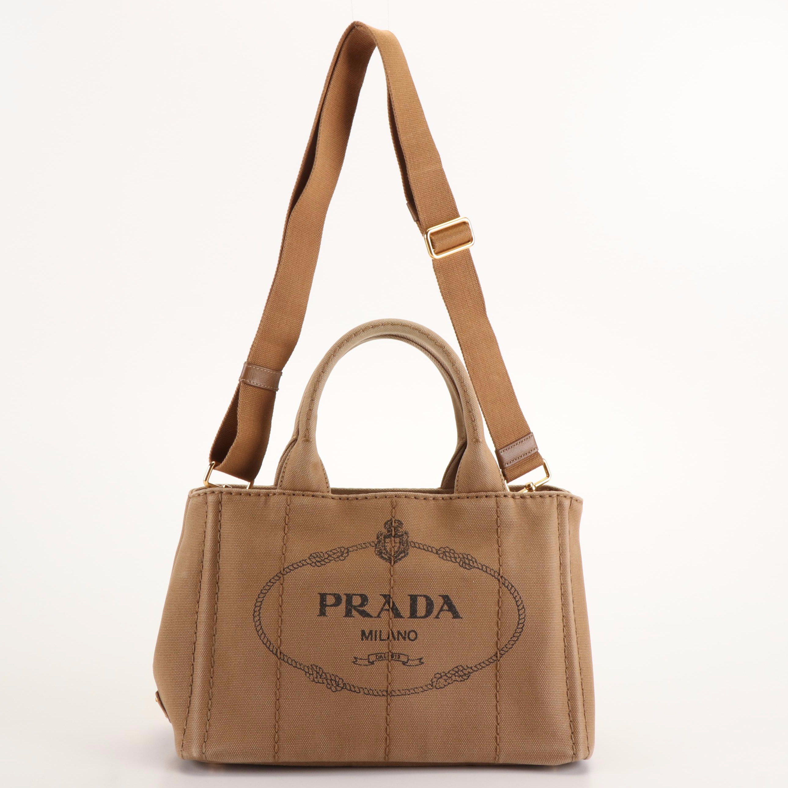 Prada Canapa Logo Handbag in Tabacco Canvas