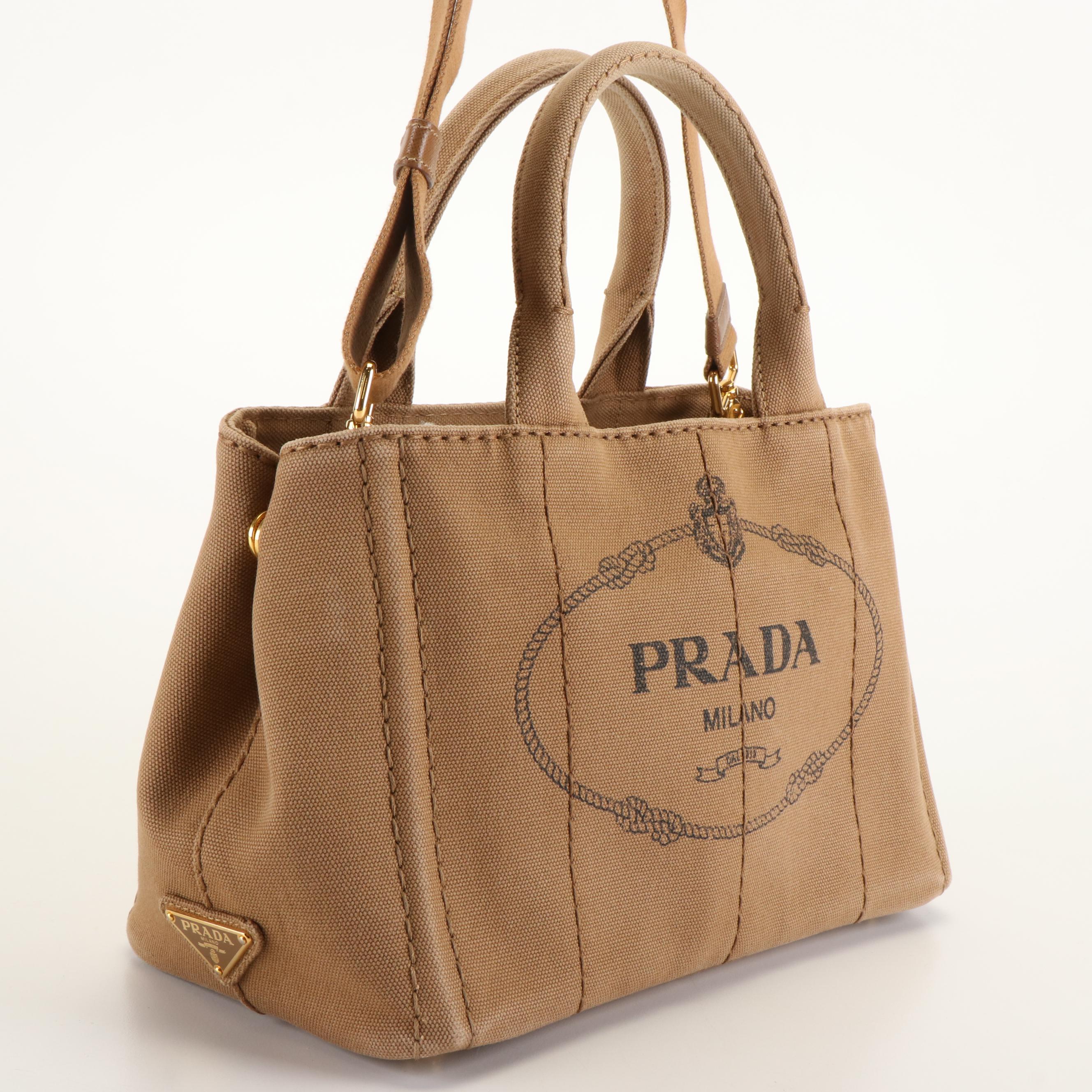 Prada Canapa Logo Handbag in Tabacco Canvas