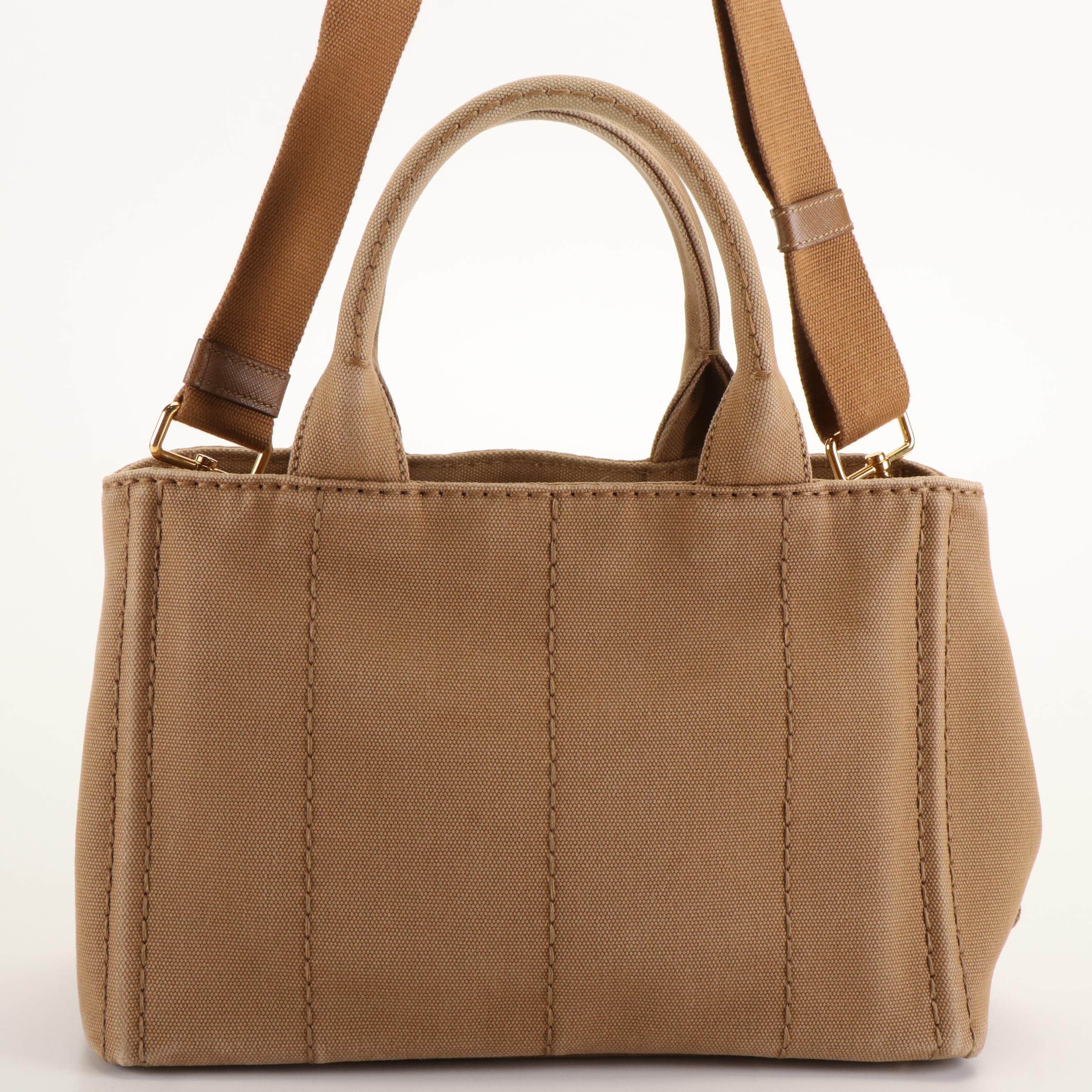 Prada Canapa Logo Handbag in Tabacco Canvas
