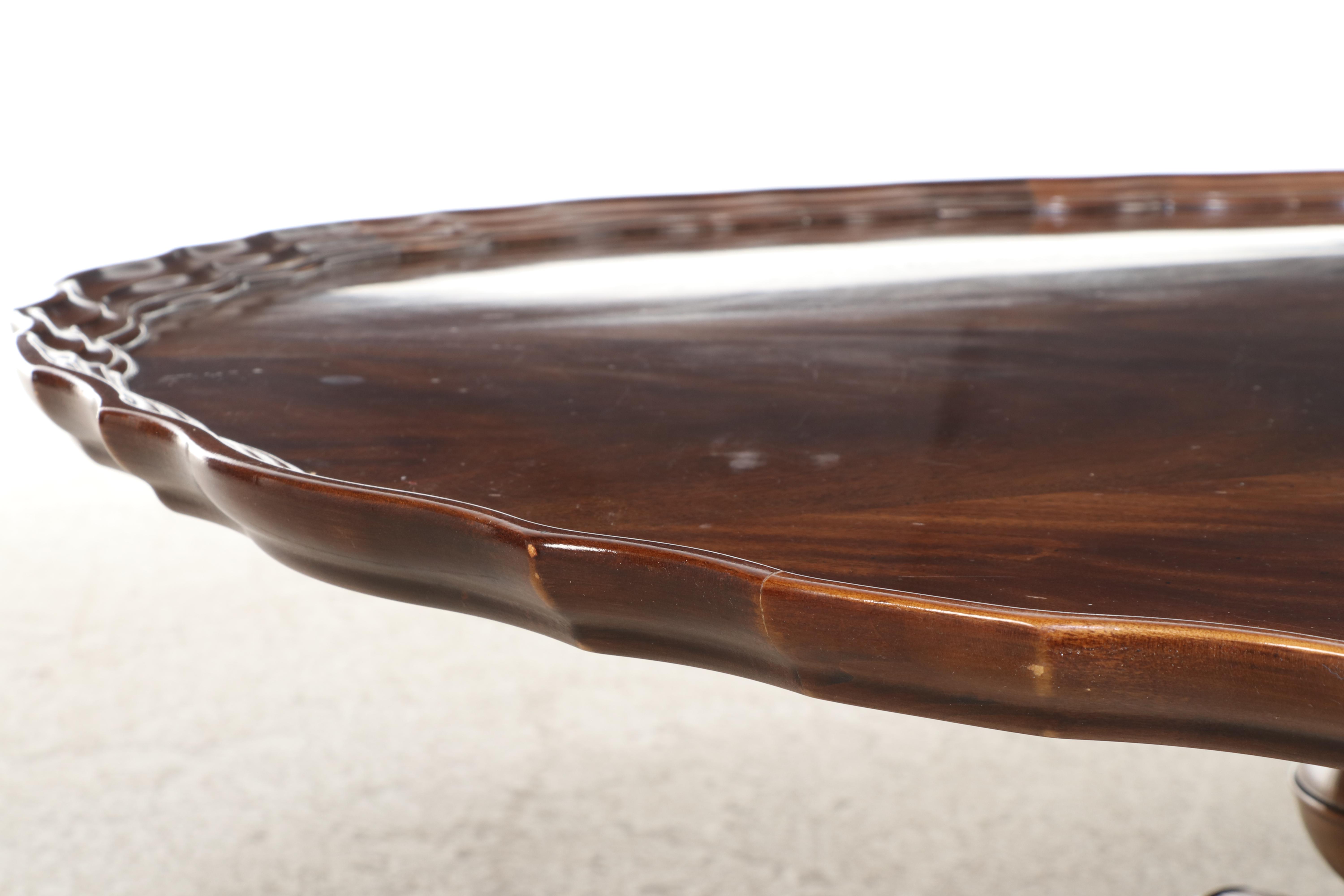 Queen Anne Style Mahogany Pie Crust Coffee Table with Ball and Claw Feet