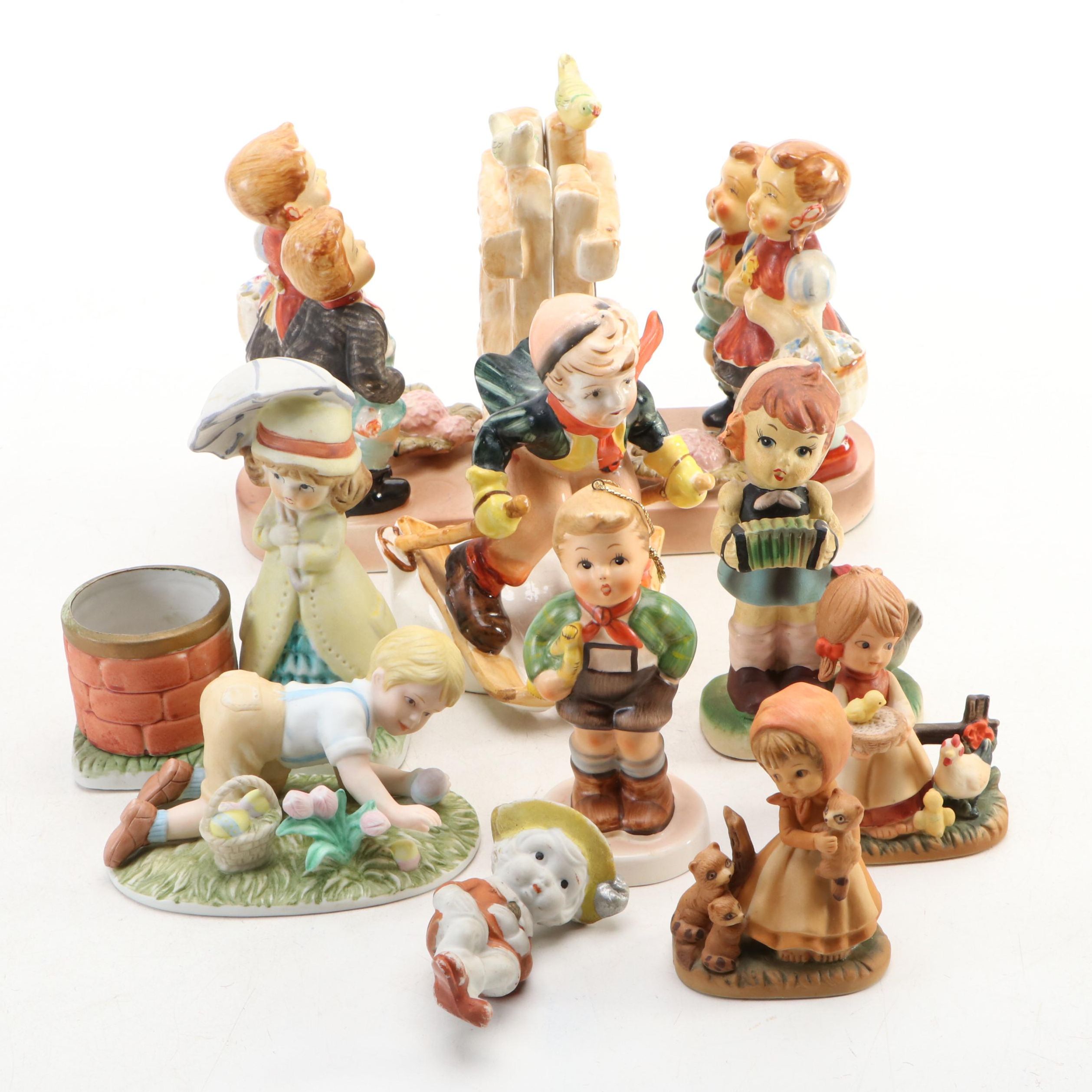 Japanese Bisque Shelf Sitter with Schmid, Enesco, Other Porcelain Figures