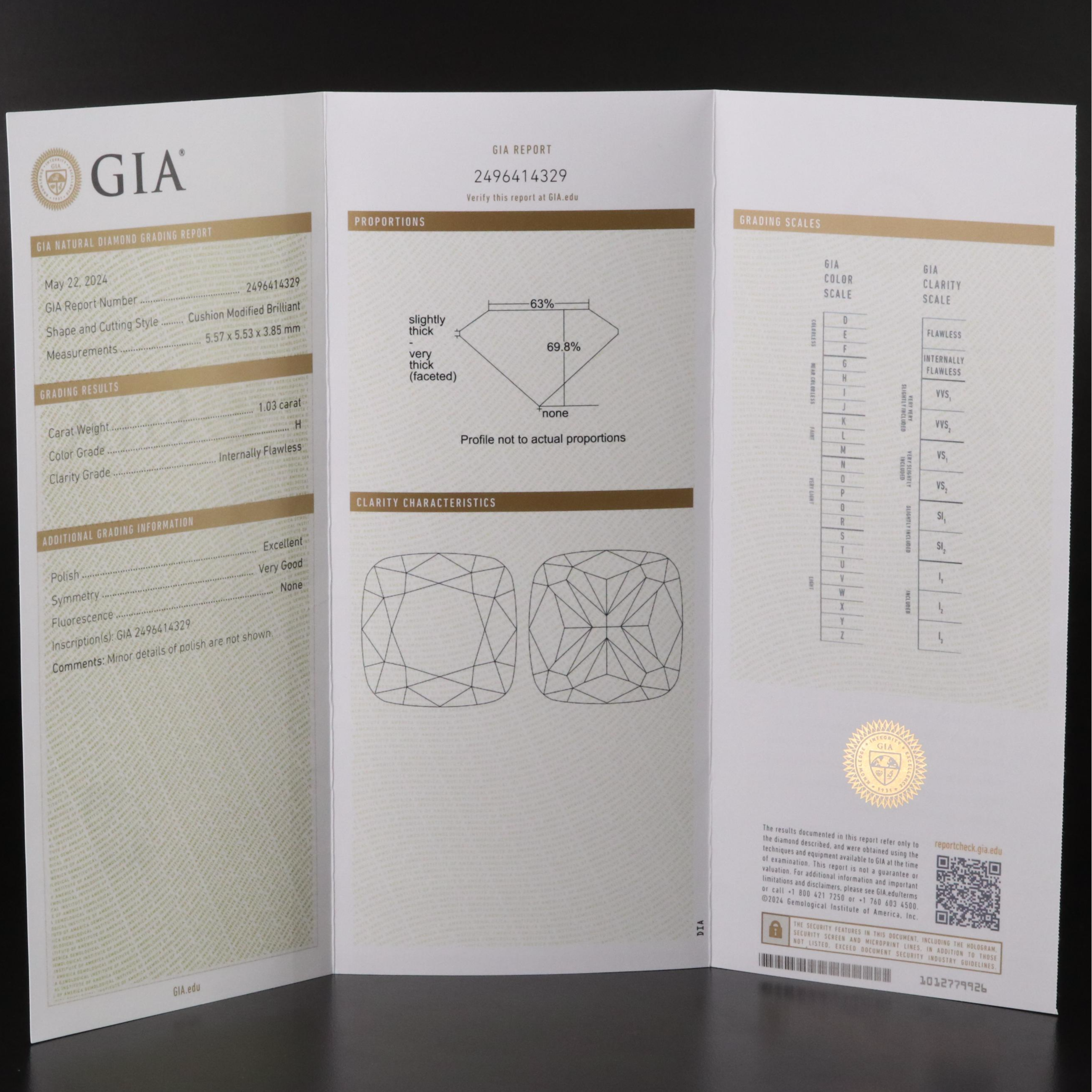 Loose 1.03 CT Internally Flawless Diamond with GIA Diamond Grading Report