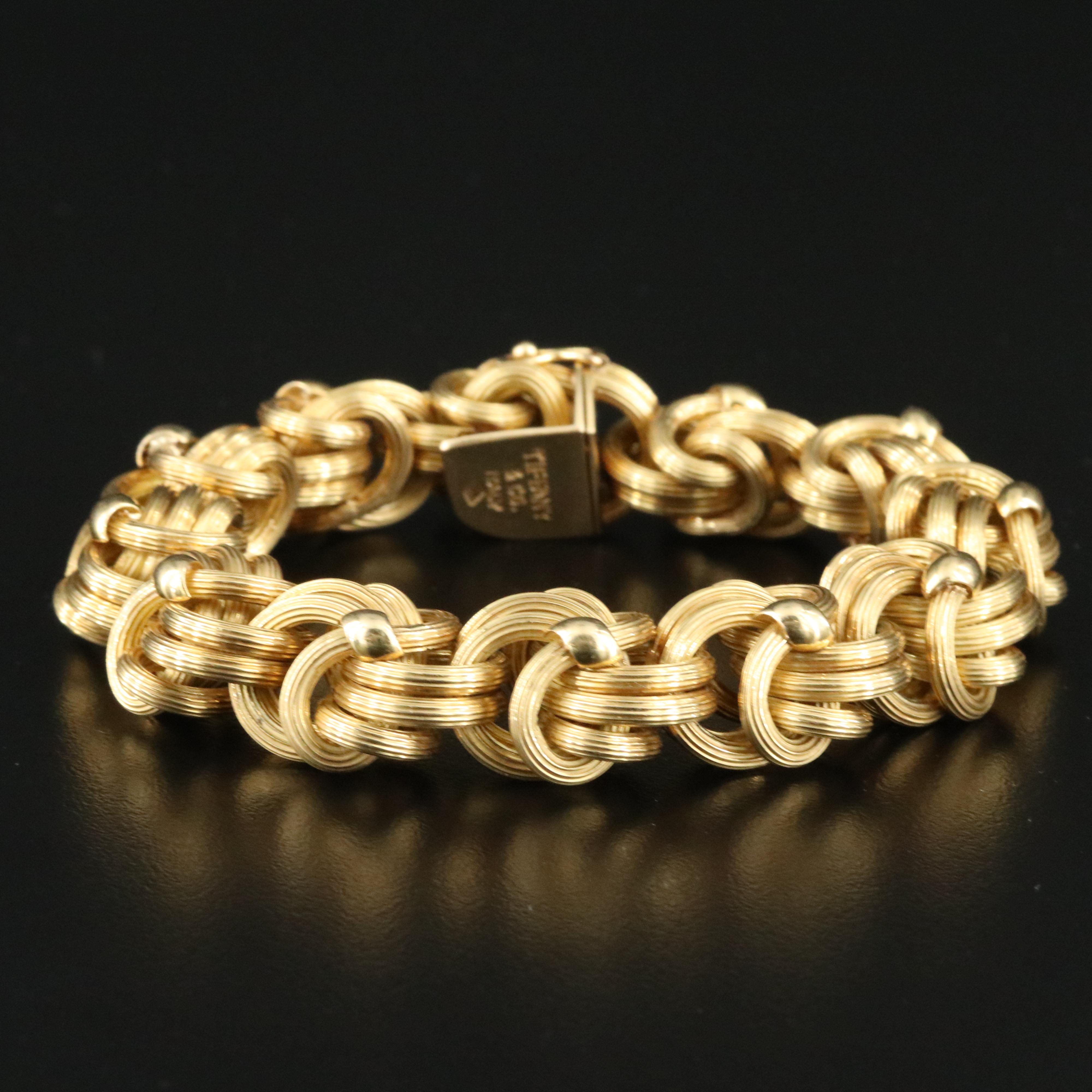 Tiffany & Co. 18K Double Row Ribbed Fancy Link Bracelet