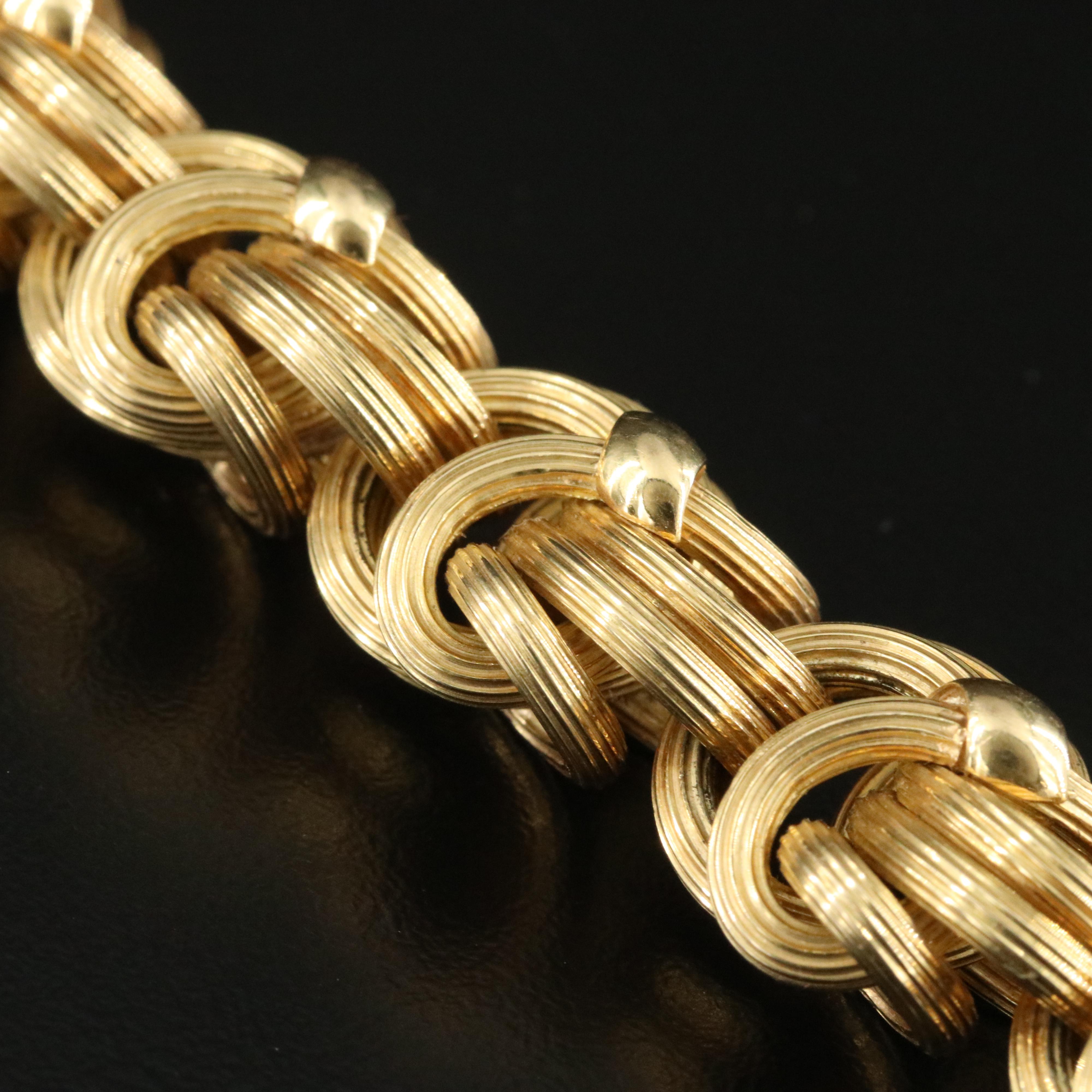 Tiffany & Co. 18K Double Row Ribbed Fancy Link Bracelet