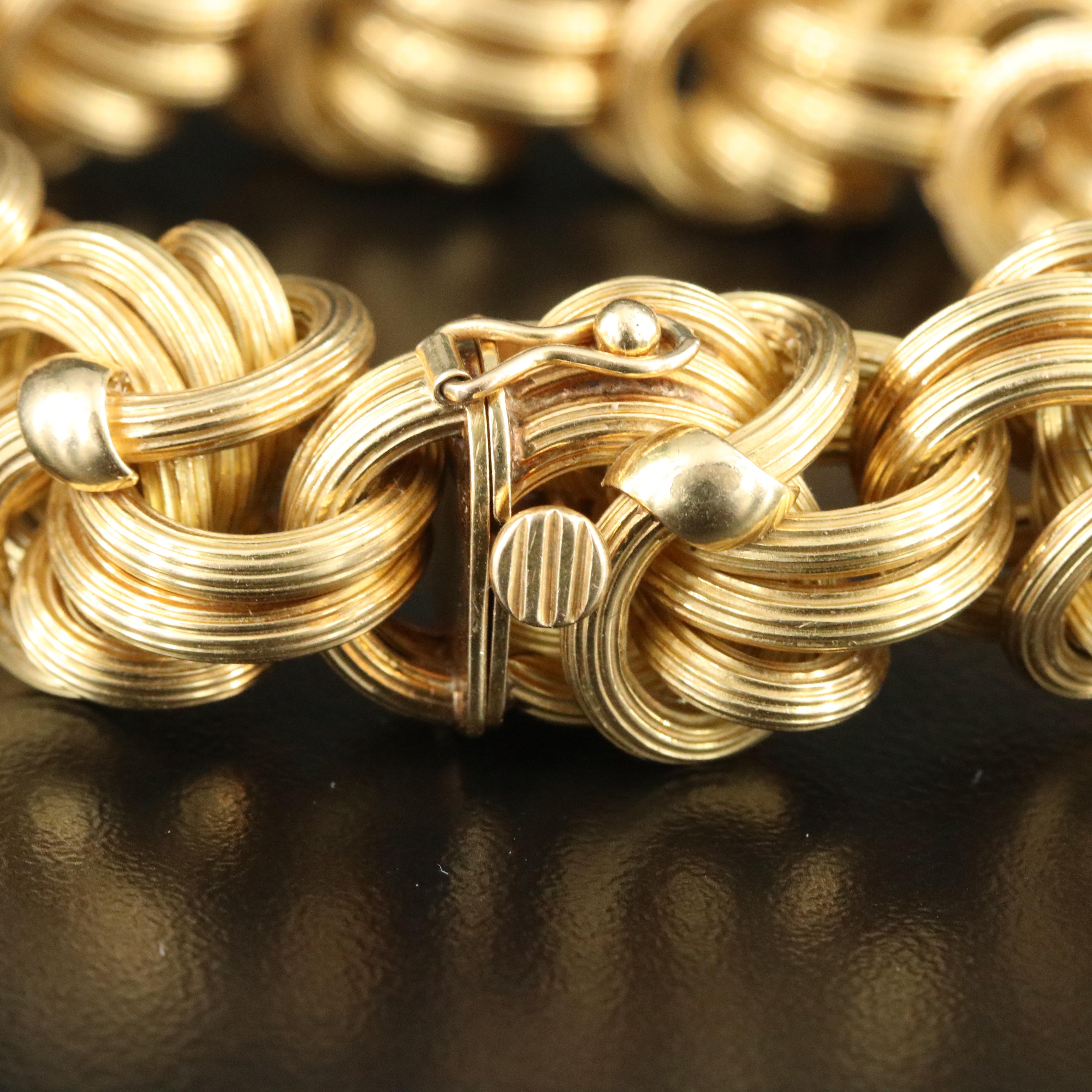Tiffany & Co. 18K Double Row Ribbed Fancy Link Bracelet