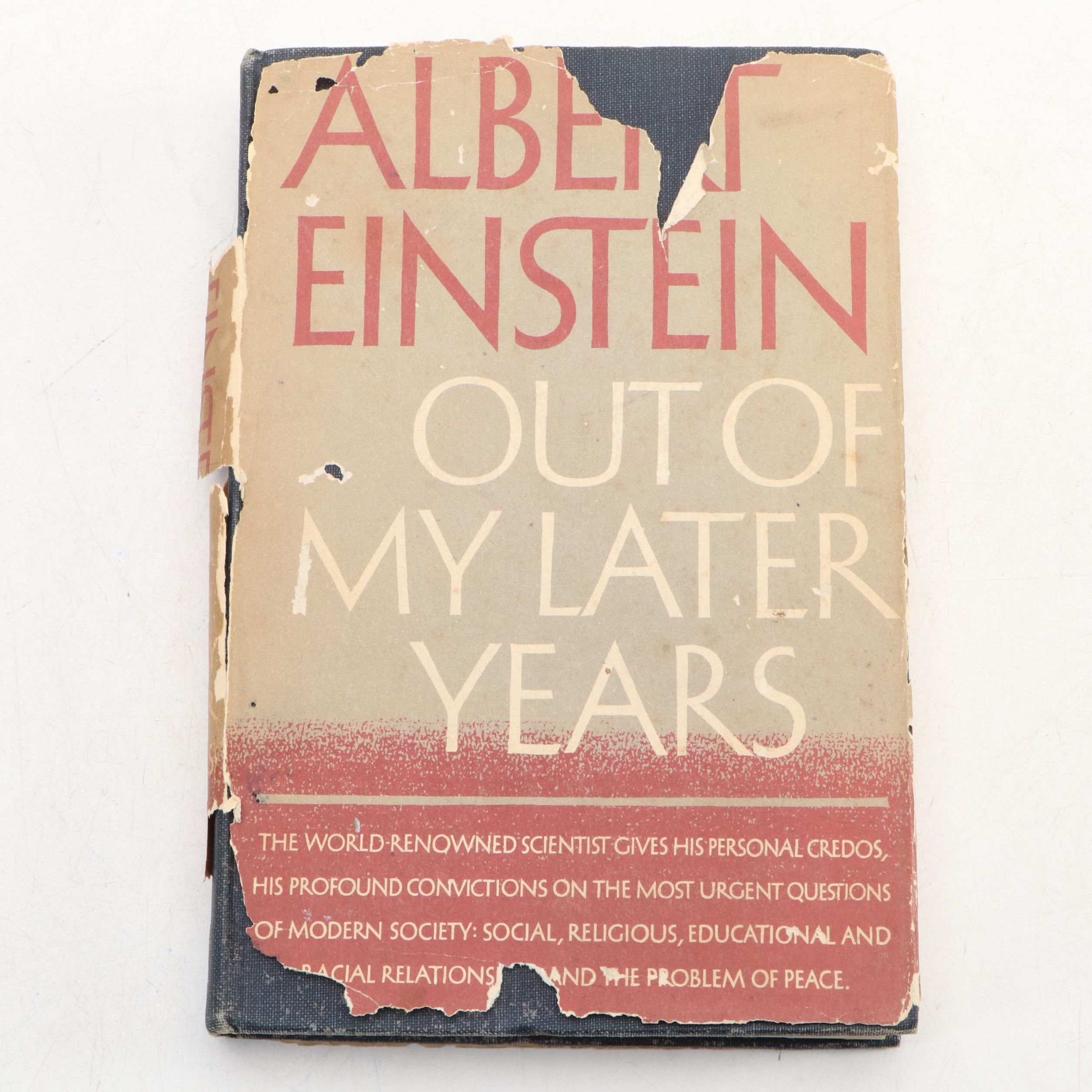 First Edition "Out of My Later Years" by Albert Einstein, 1950