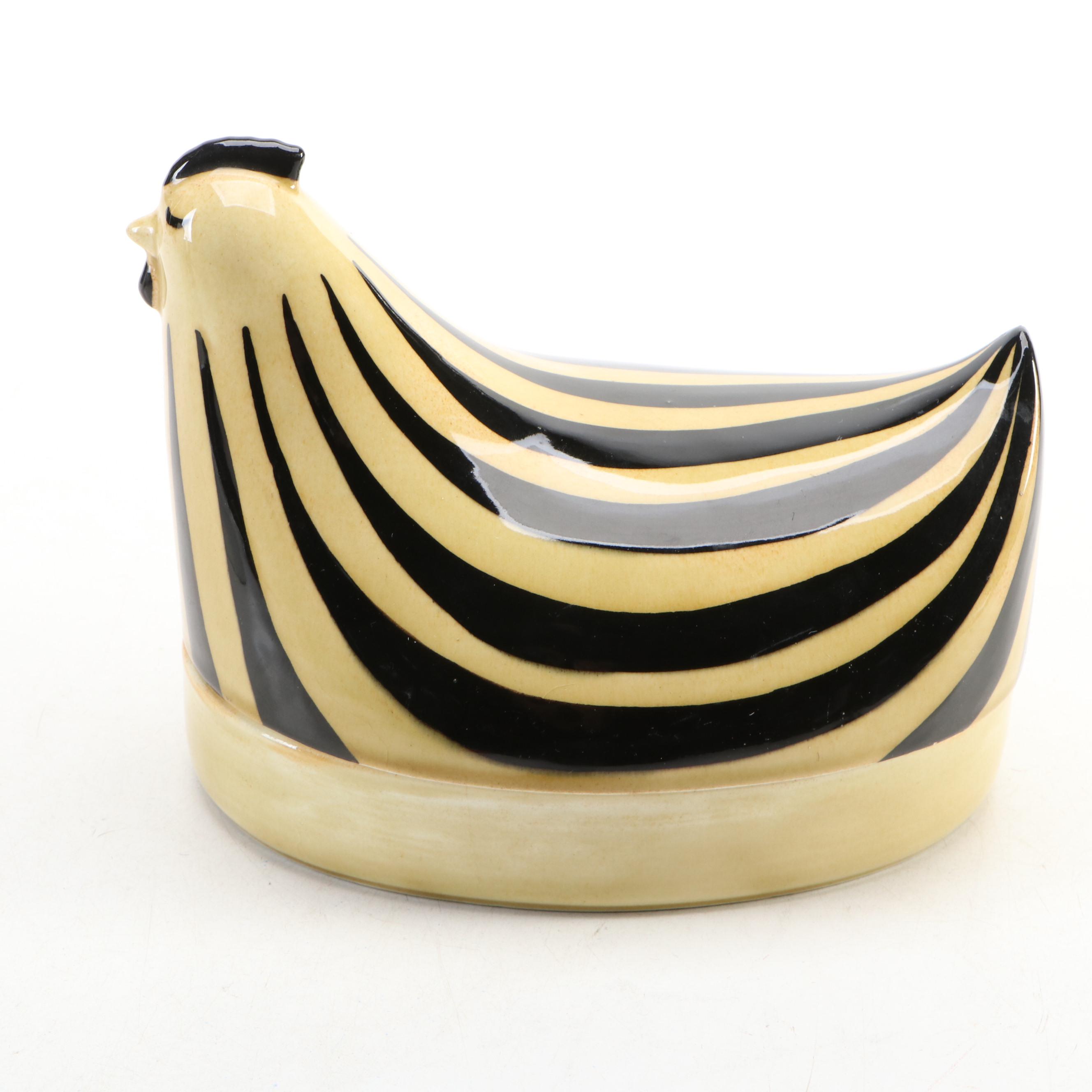 Arabia of Finland Ceramic Chicken Form Butter Dish, Mid-20th C.