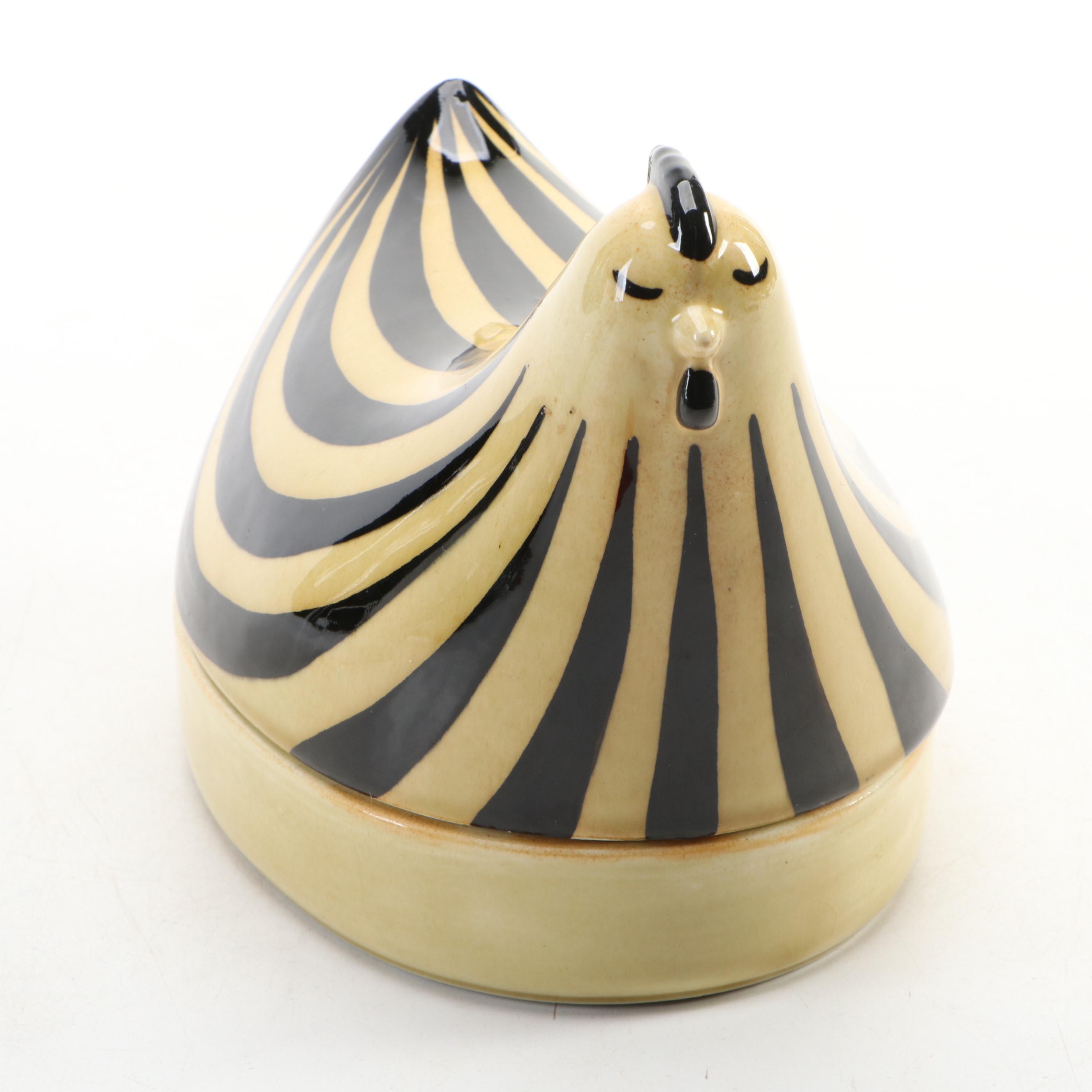 Arabia of Finland Ceramic Chicken Form Butter Dish, Mid-20th C.