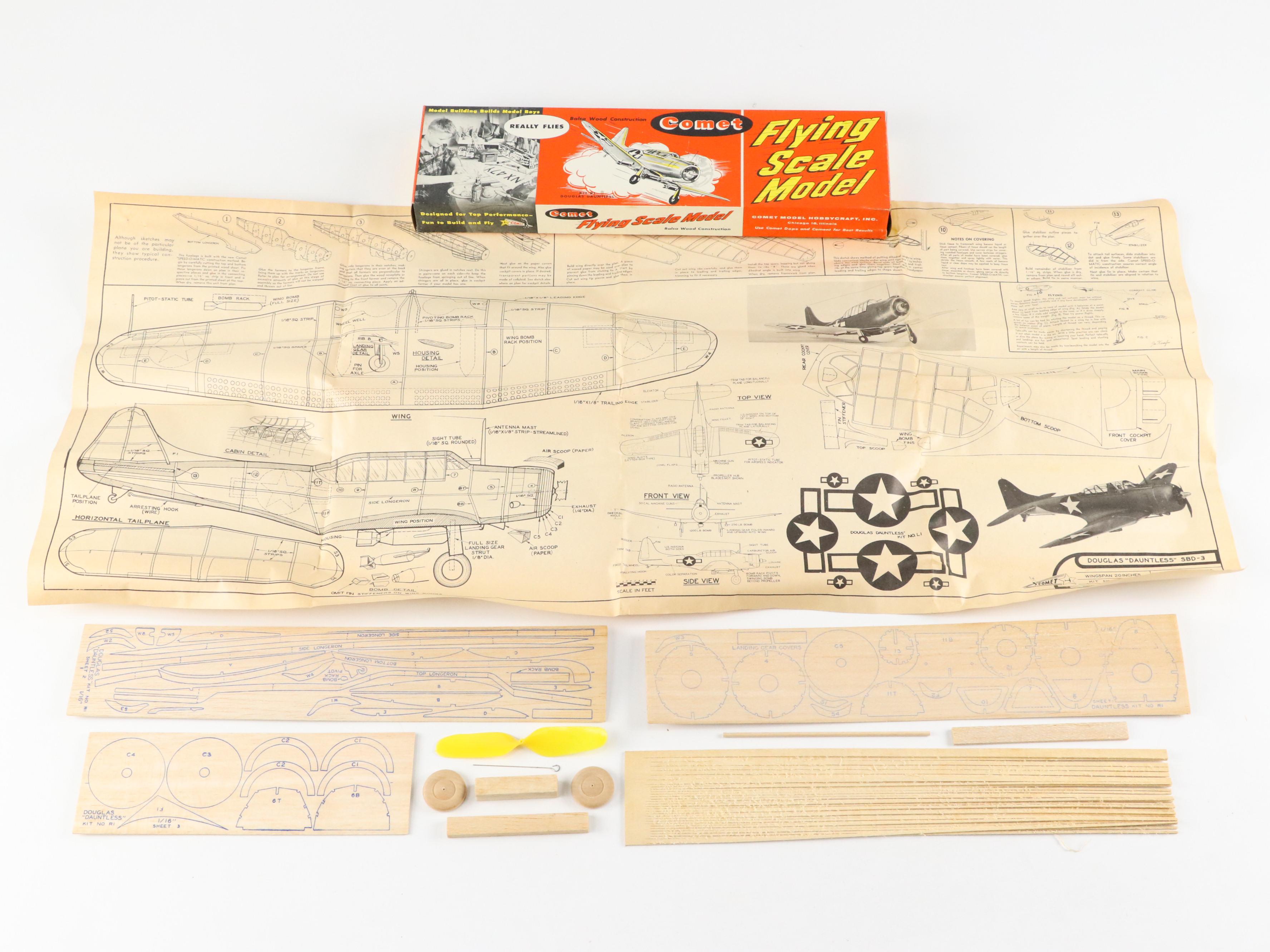 Comet "Sabre Jet F86D", "Mustang F-51" and More Balsa Wood Airplane Kits