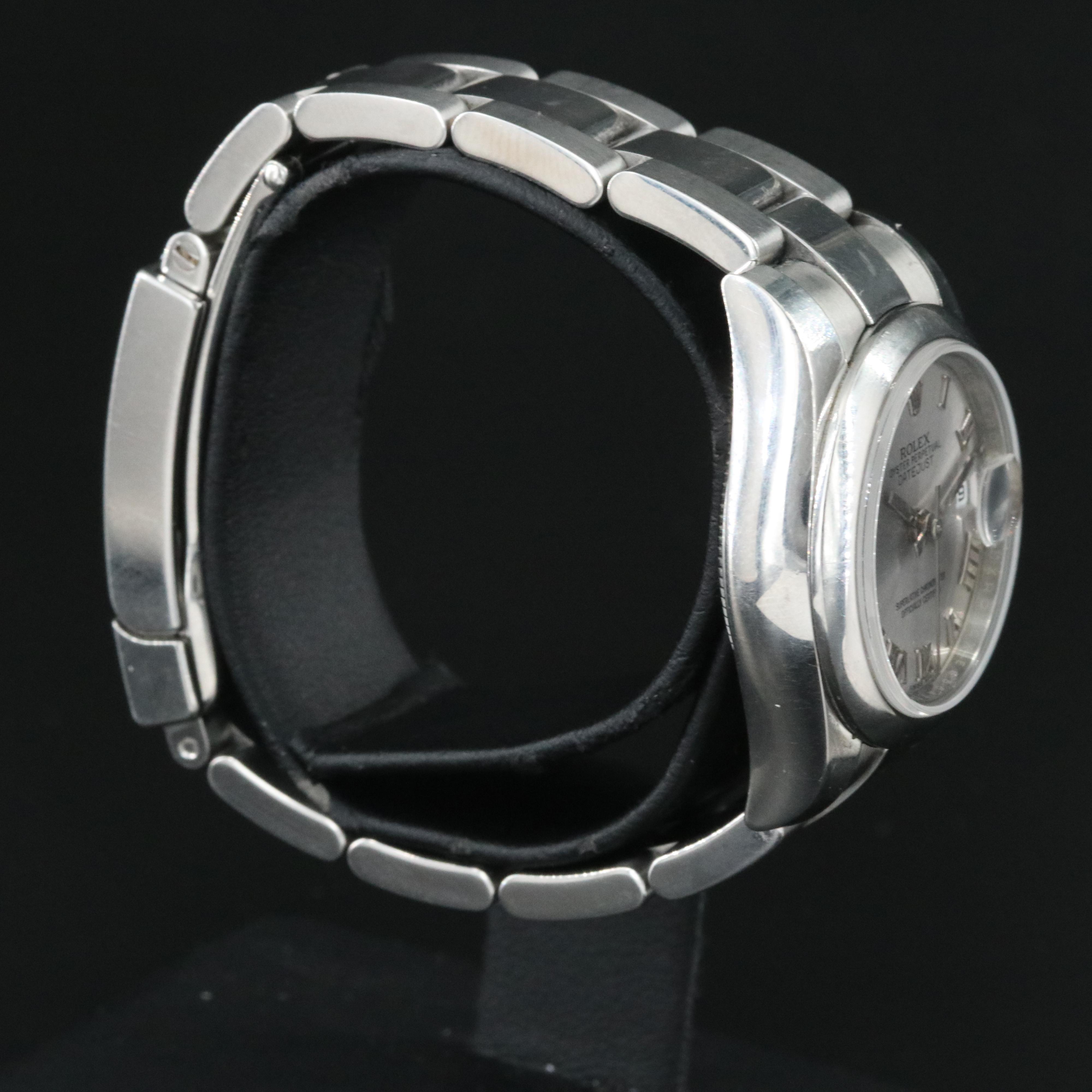 Rolex Rhodium Roman Numerals Dial Datejust Watch