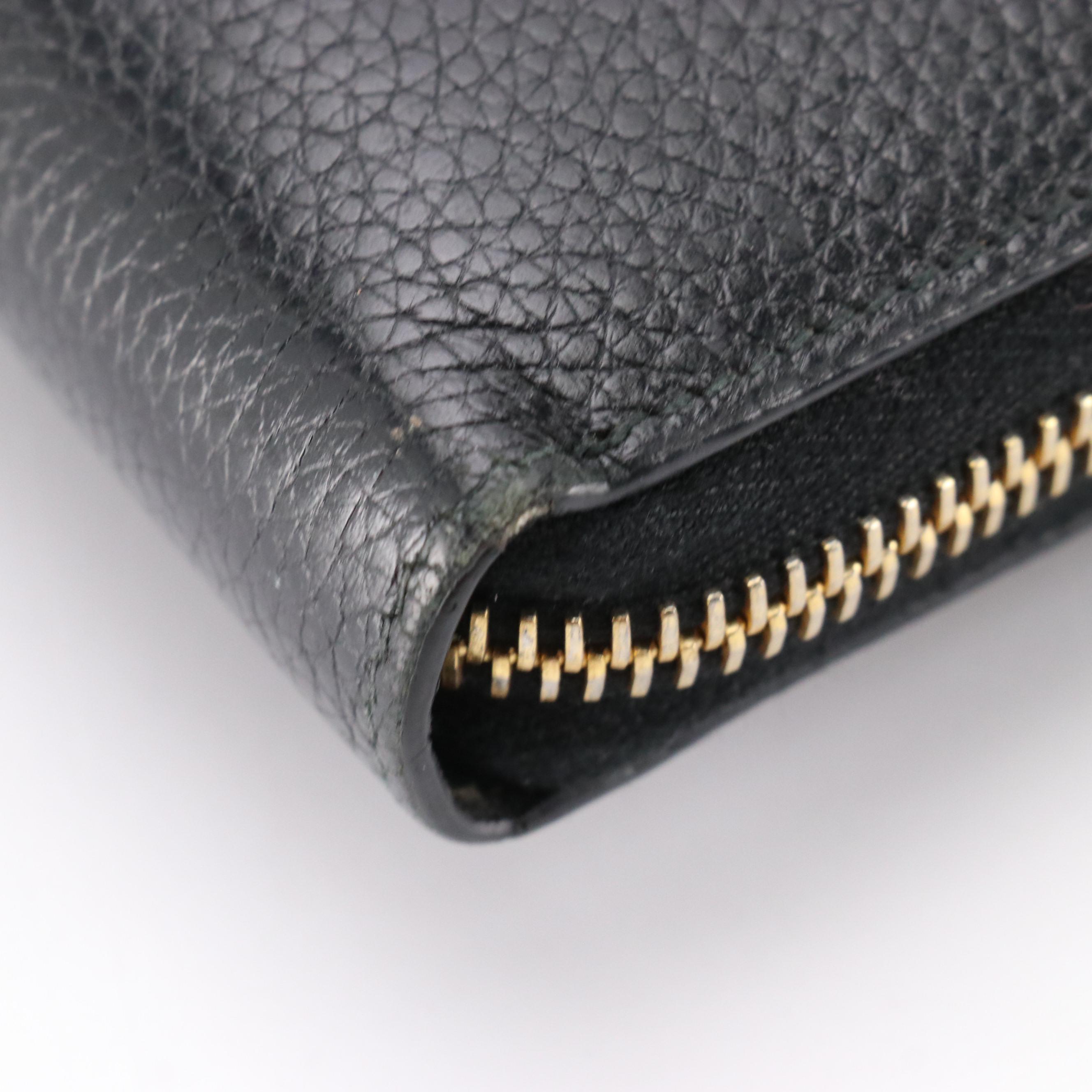 Prada Black Vitello Daino Leather Zip-Around Wallet with Box