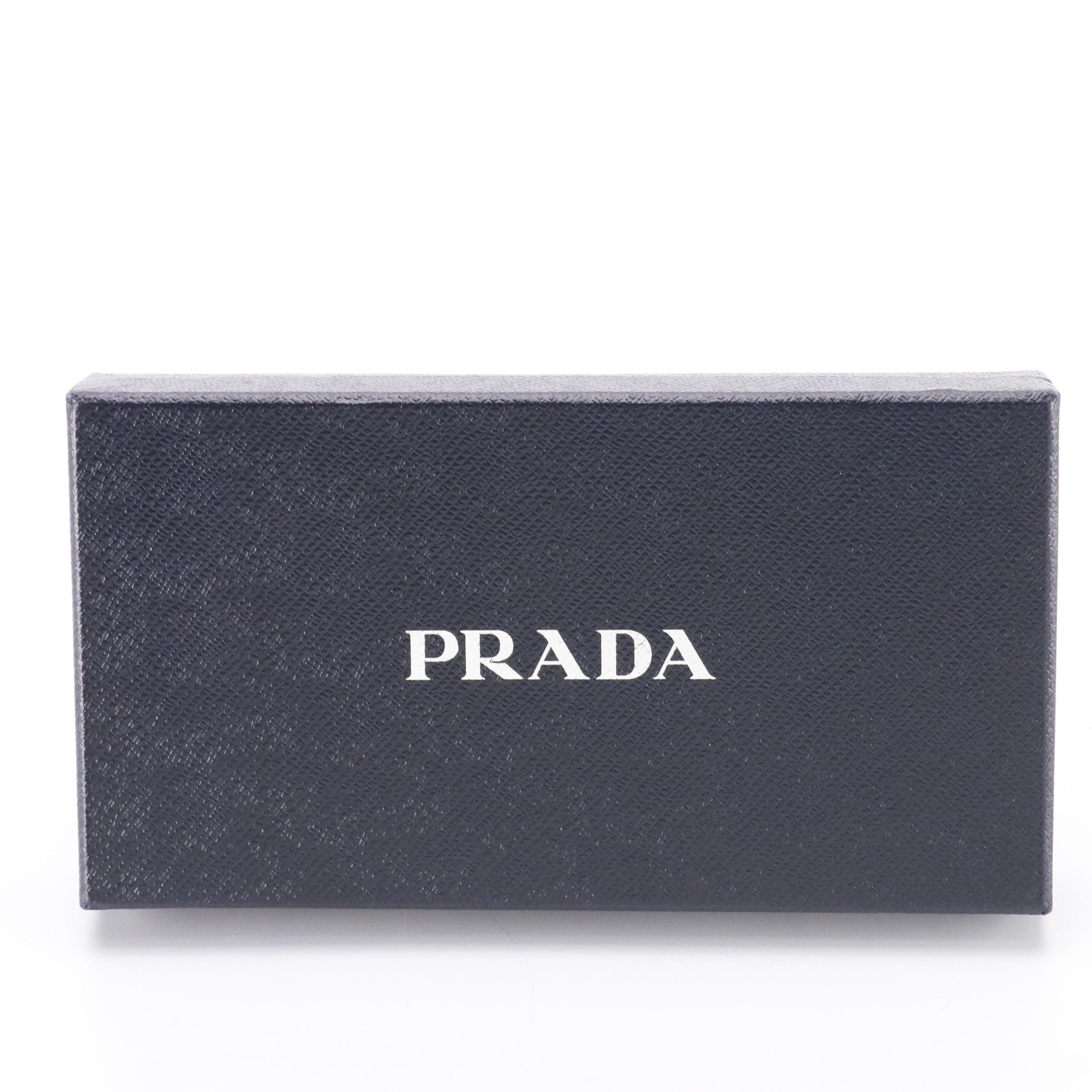 Prada Black Vitello Daino Leather Zip-Around Wallet with Box