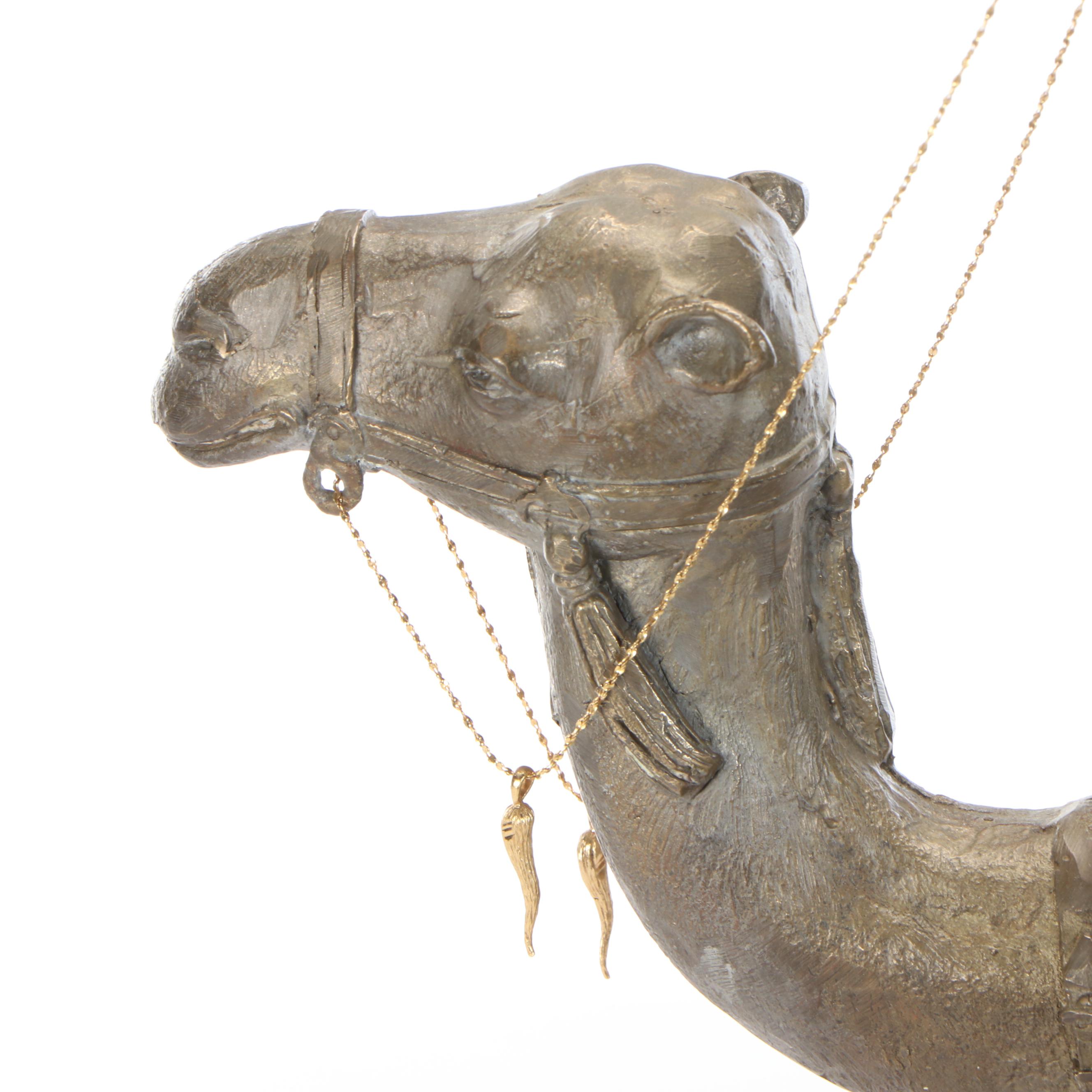 Napoleon III Style Brass Sculpture After Alfred Dubucand's  "Camel Hunter"