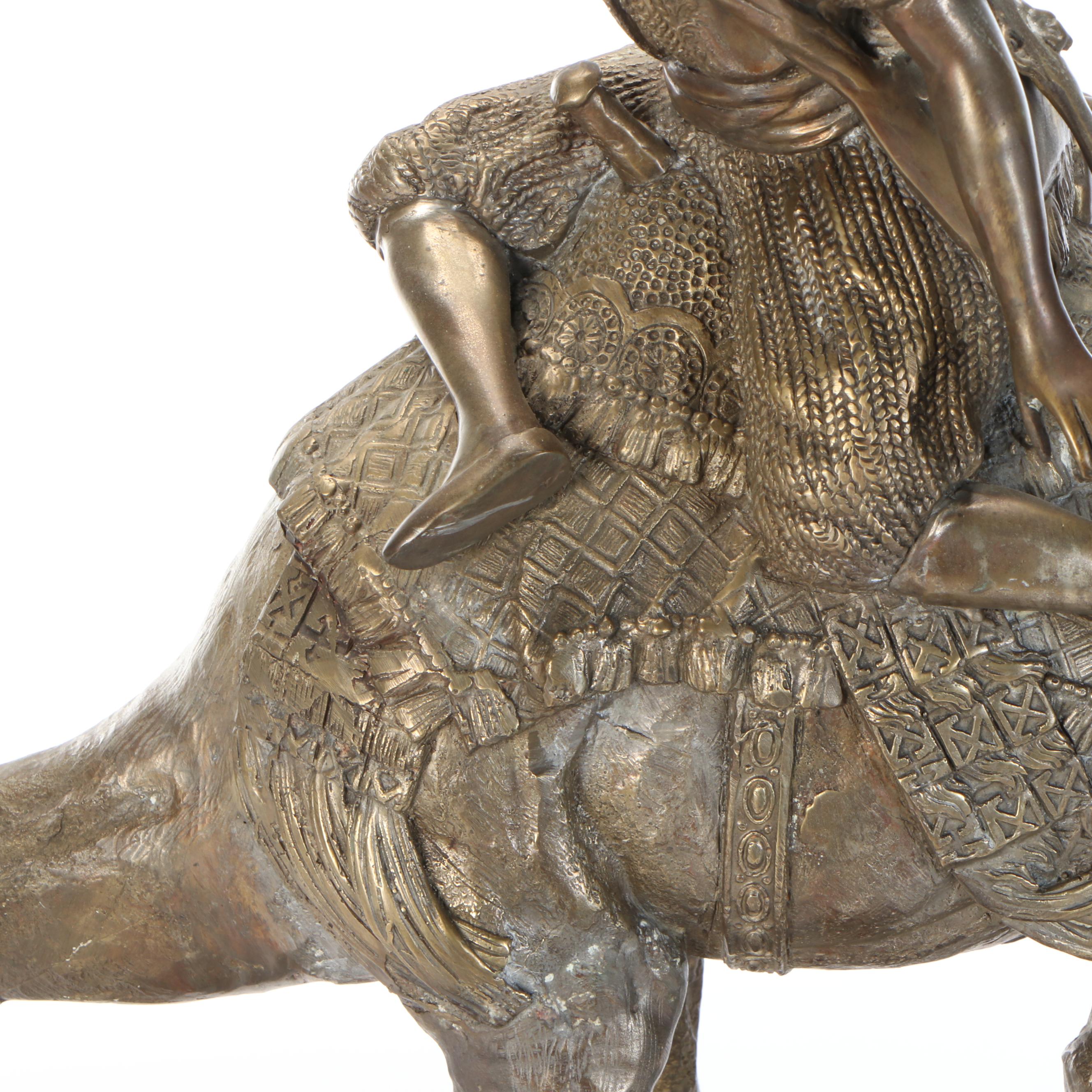 Napoleon III Style Brass Sculpture After Alfred Dubucand's  "Camel Hunter"