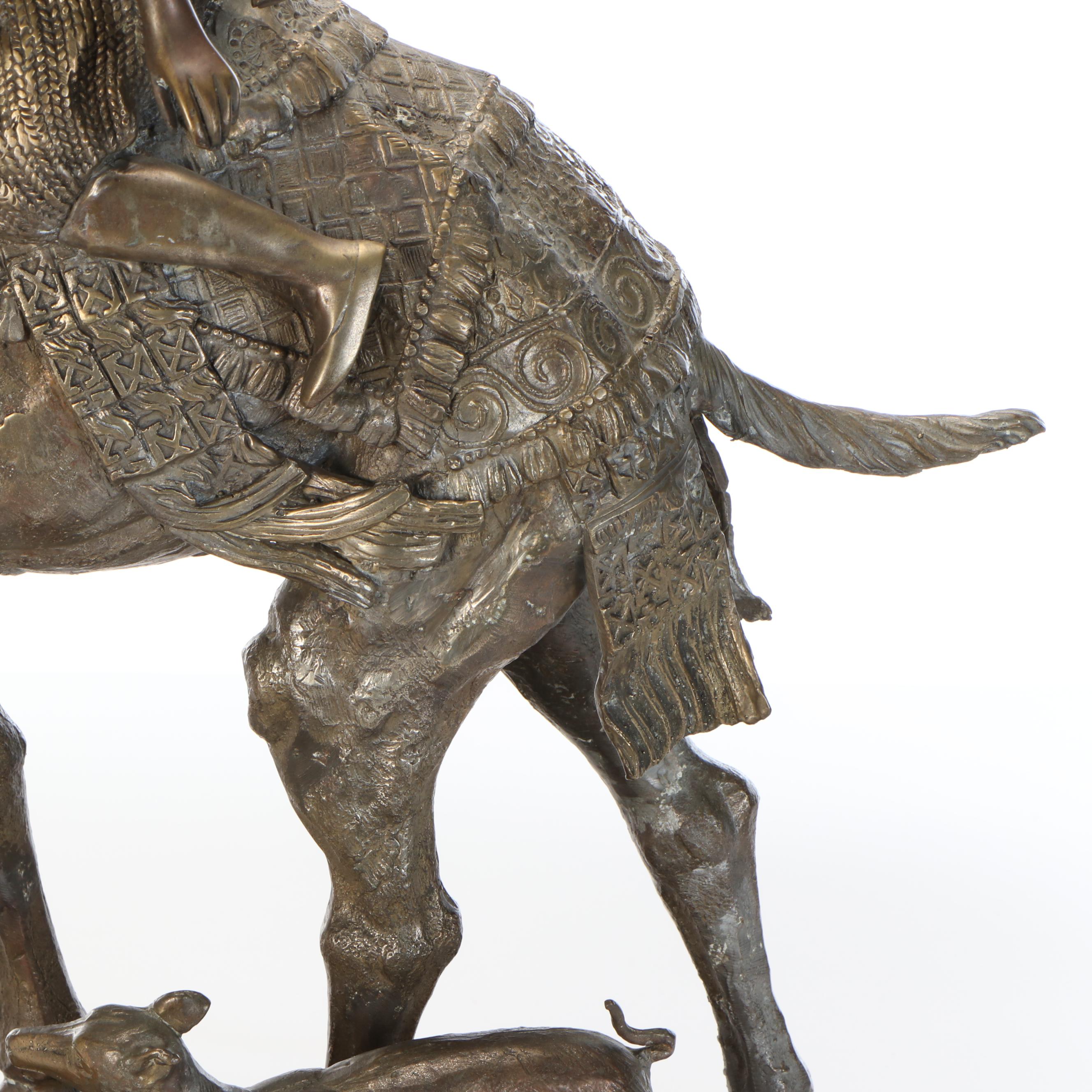 Napoleon III Style Brass Sculpture After Alfred Dubucand's  "Camel Hunter"