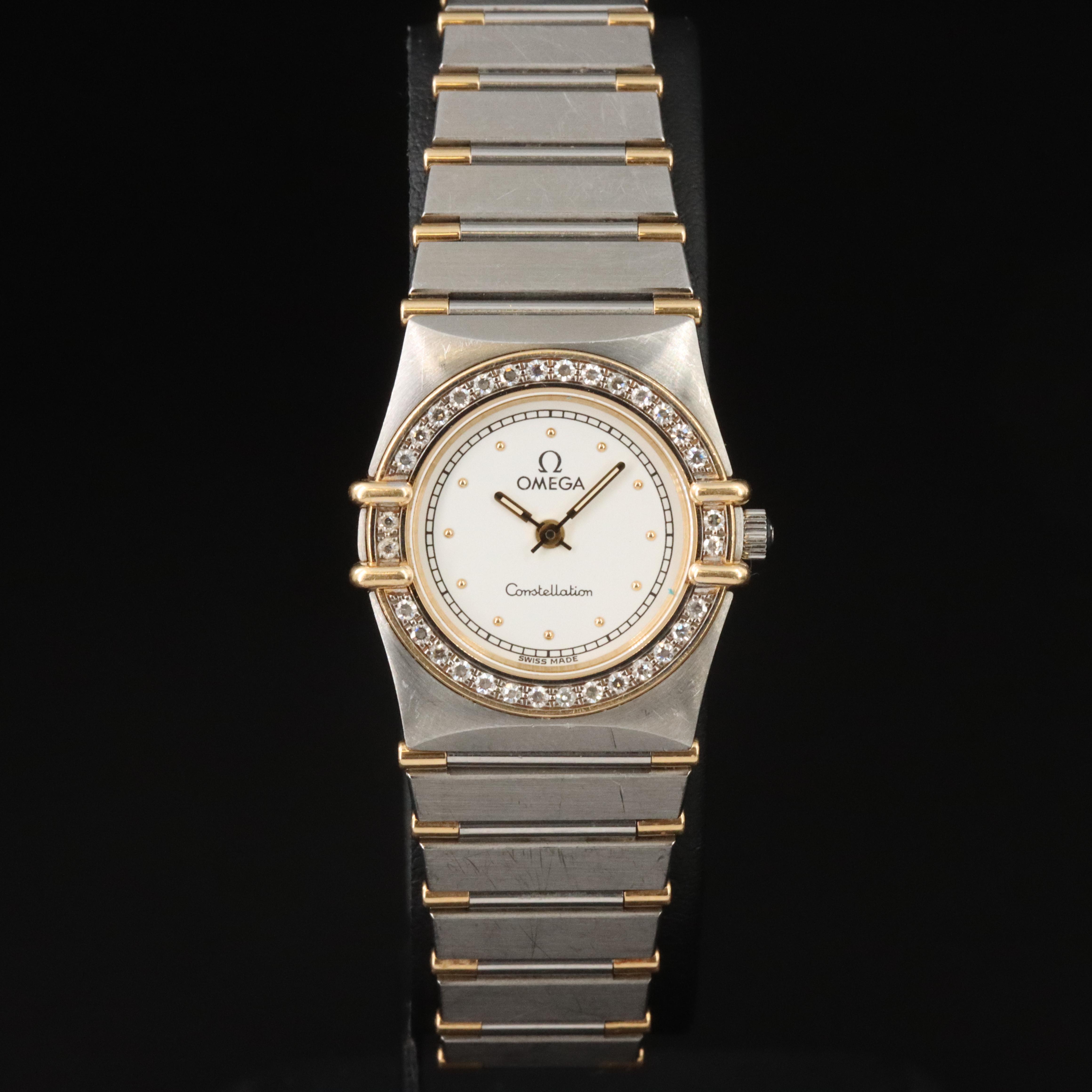 Omega Constellation 895.1080.1 Diamond 18K Gold Steel Quartz Watch