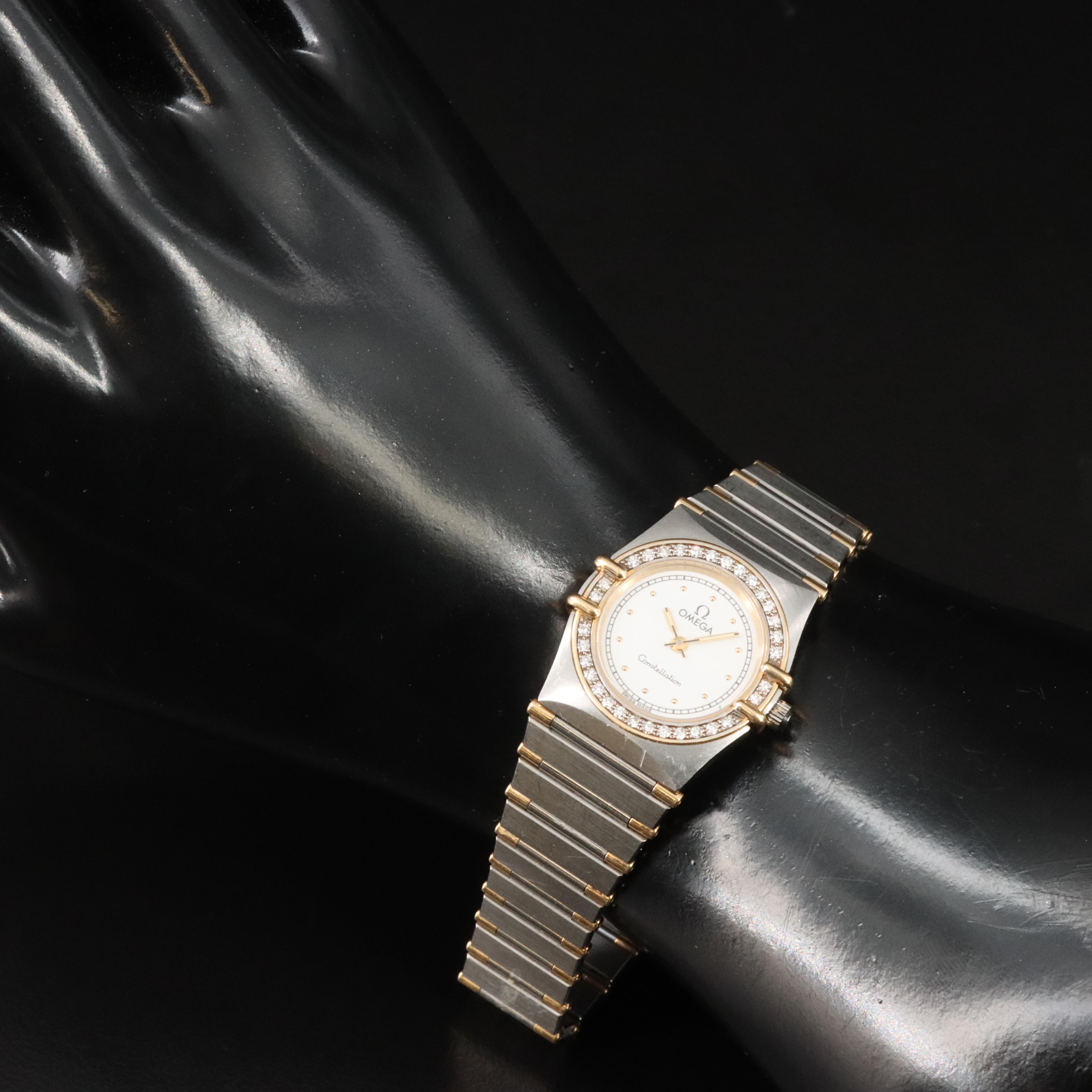 Omega Constellation 895.1080.1 Diamond 18K Gold Steel Quartz Watch