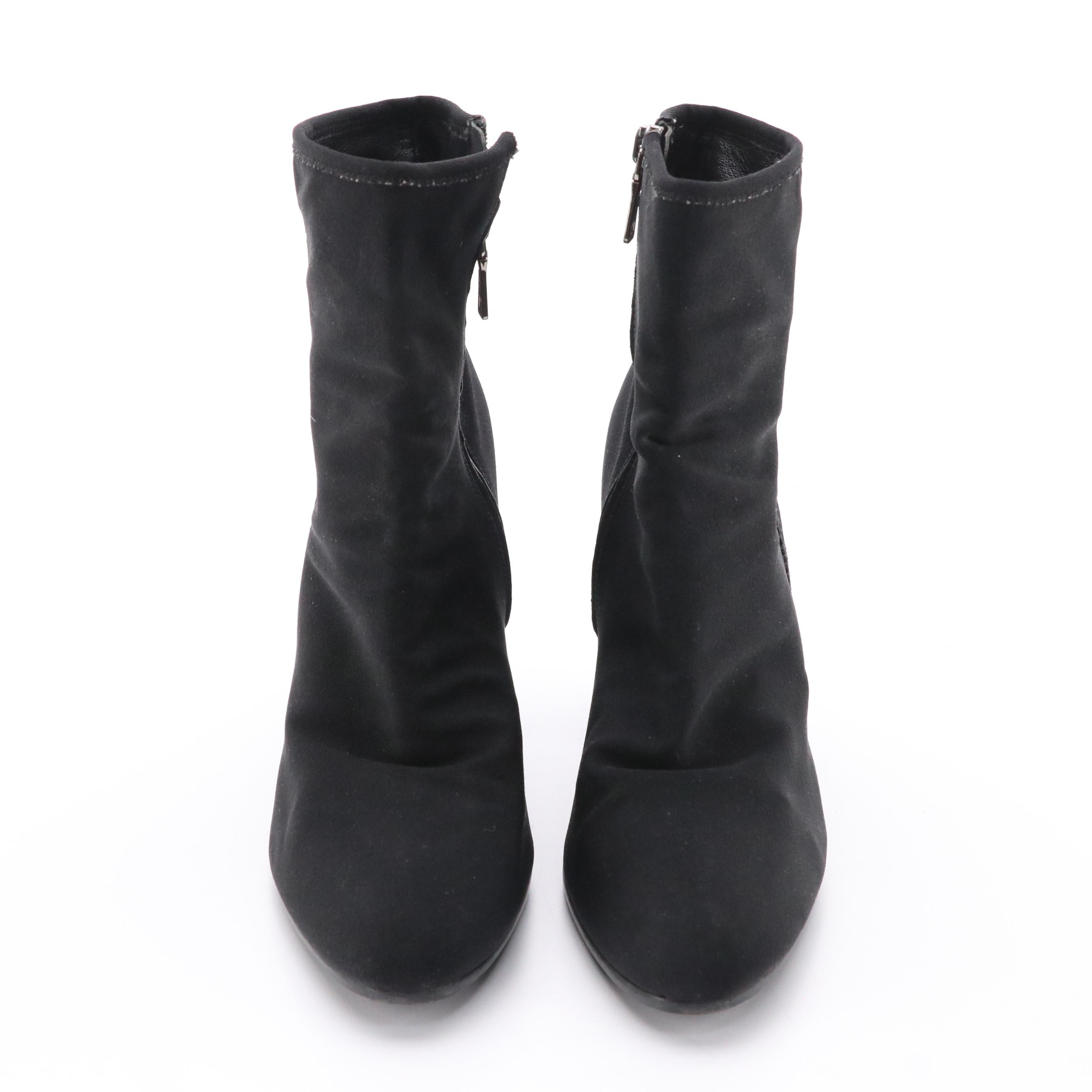 Prada Black Fabric Block-Heel Ankle Booties