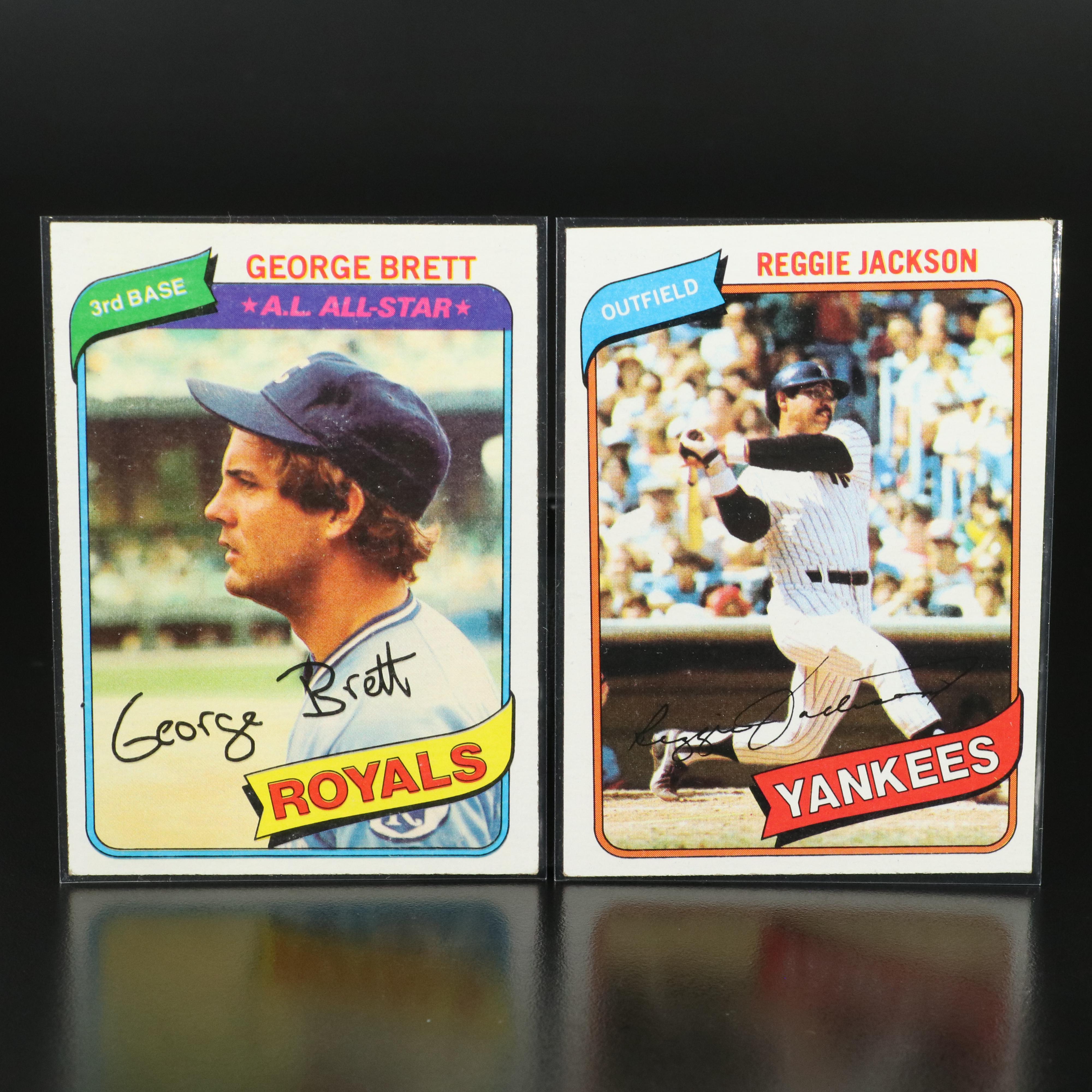 Topps Baseball Cards Featuring Reggie Jackson and More, 1970s-1980s