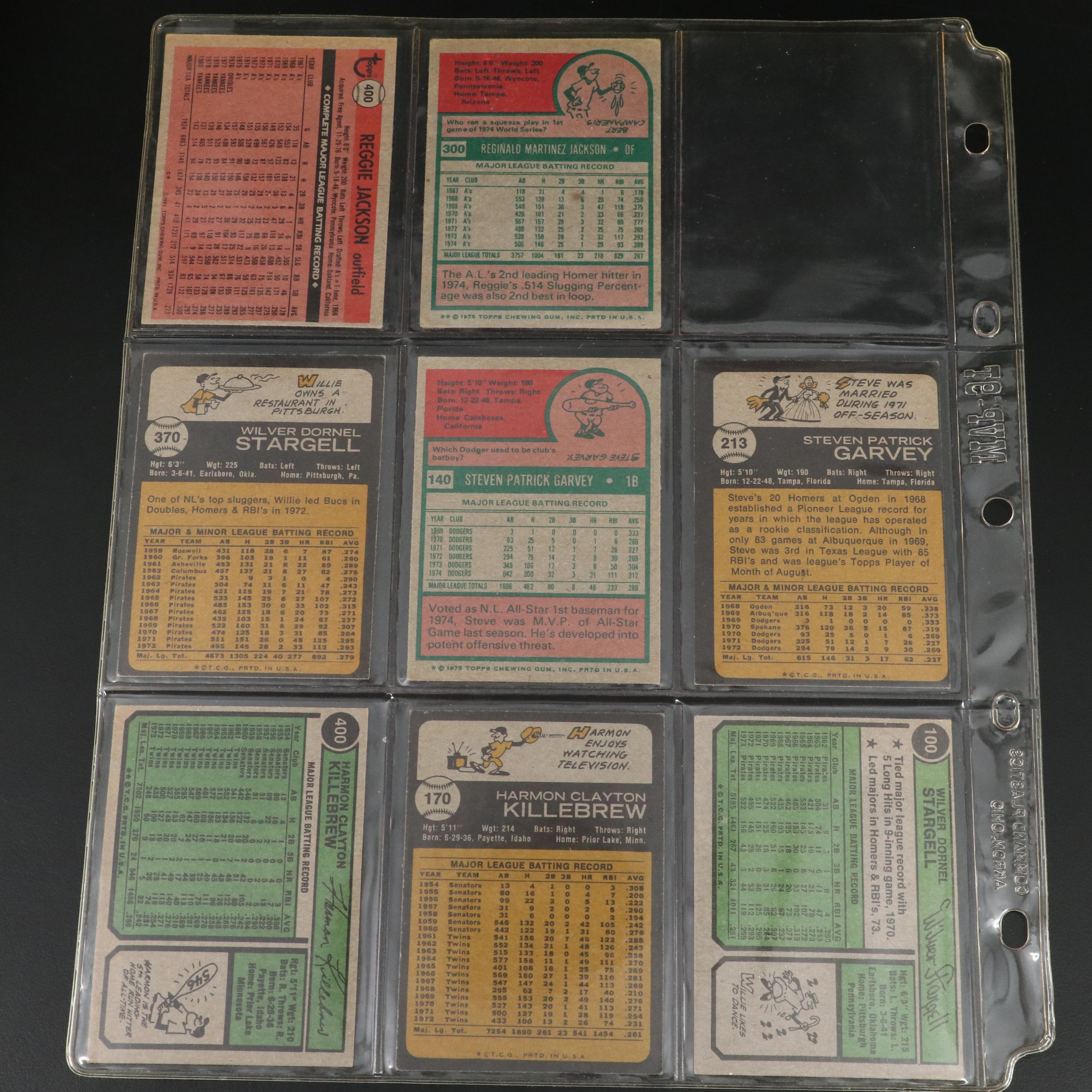 Topps Baseball Cards Featuring Reggie Jackson and More, 1970s-1980s