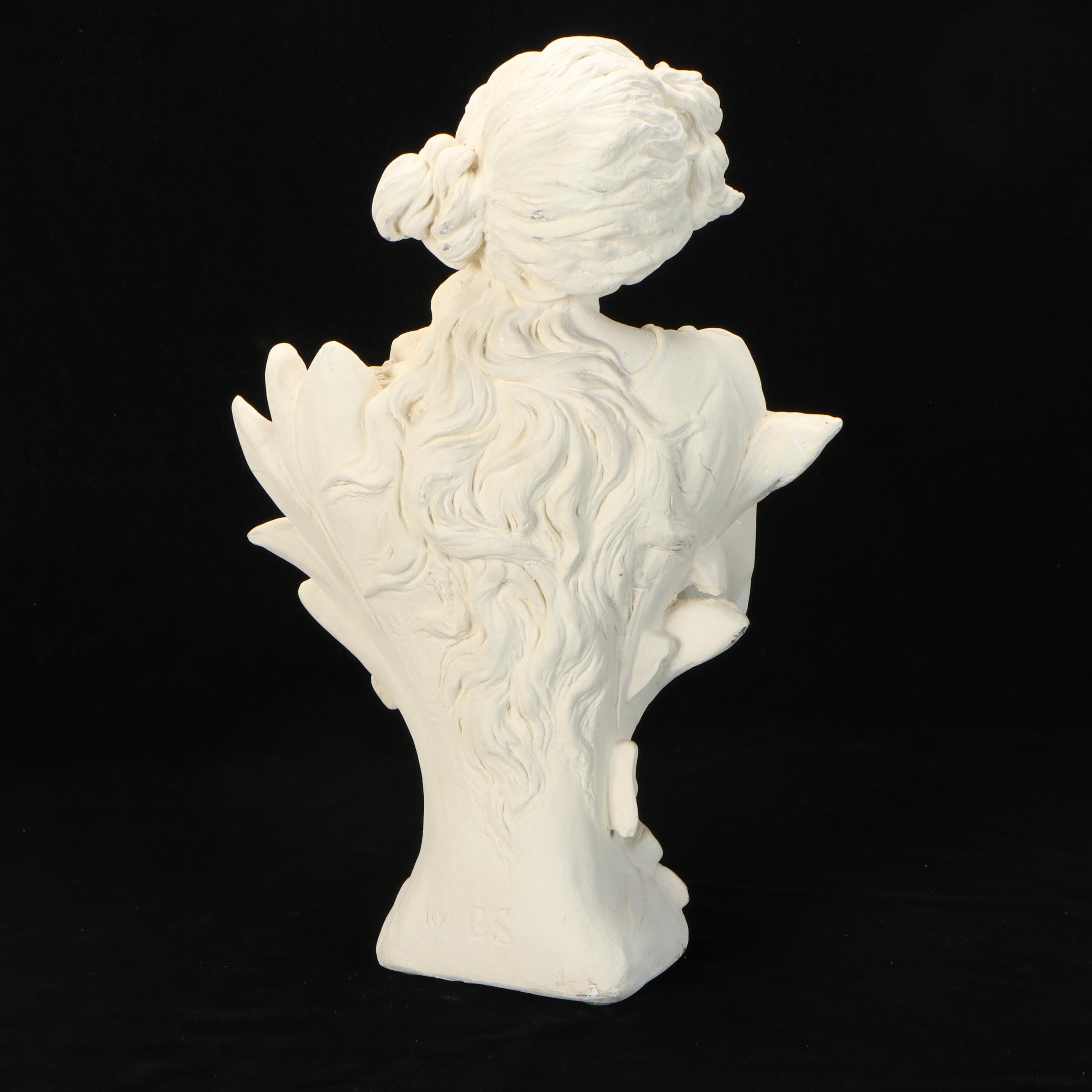 Art Nouveau Style Cast Plaster Bust