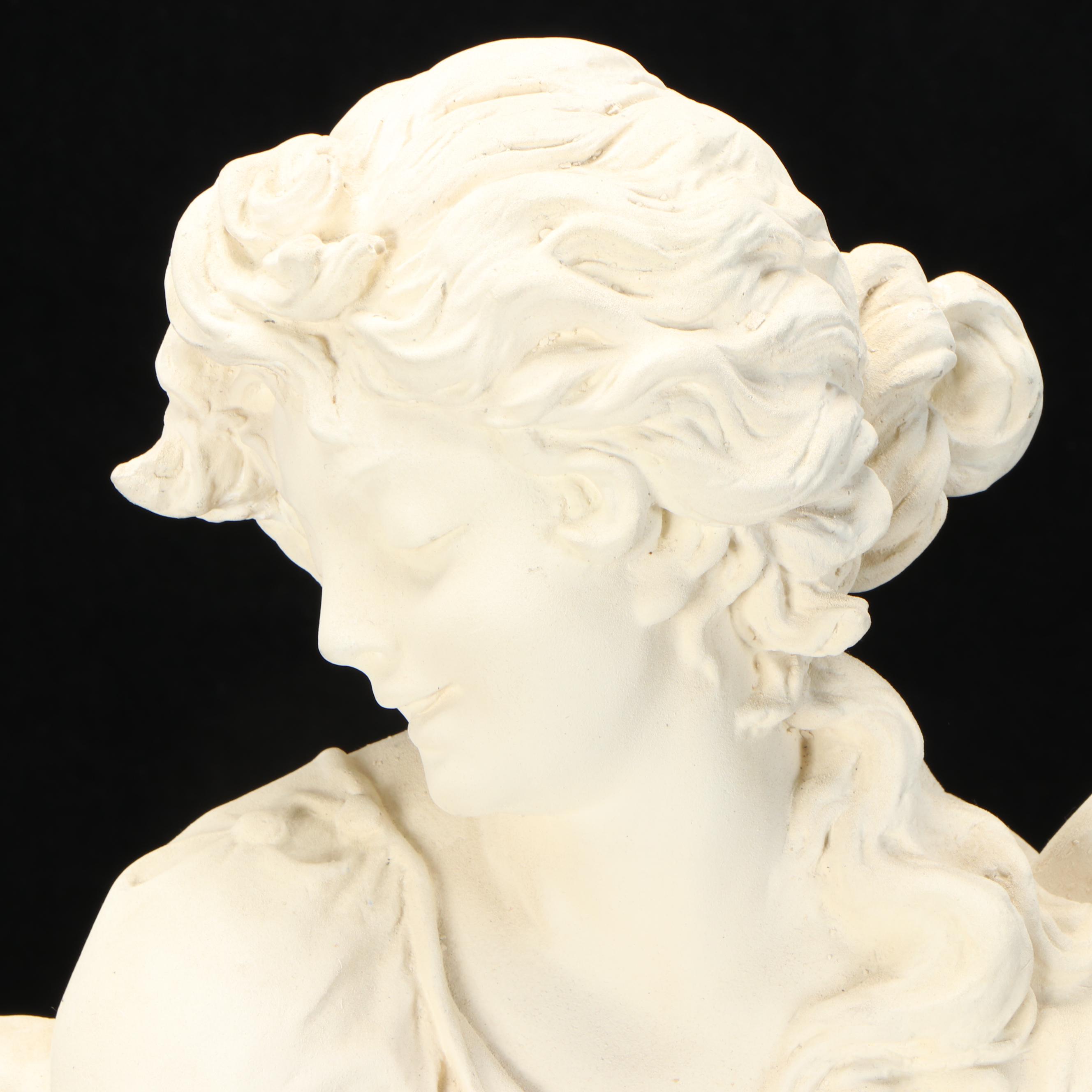 Art Nouveau Style Cast Plaster Bust