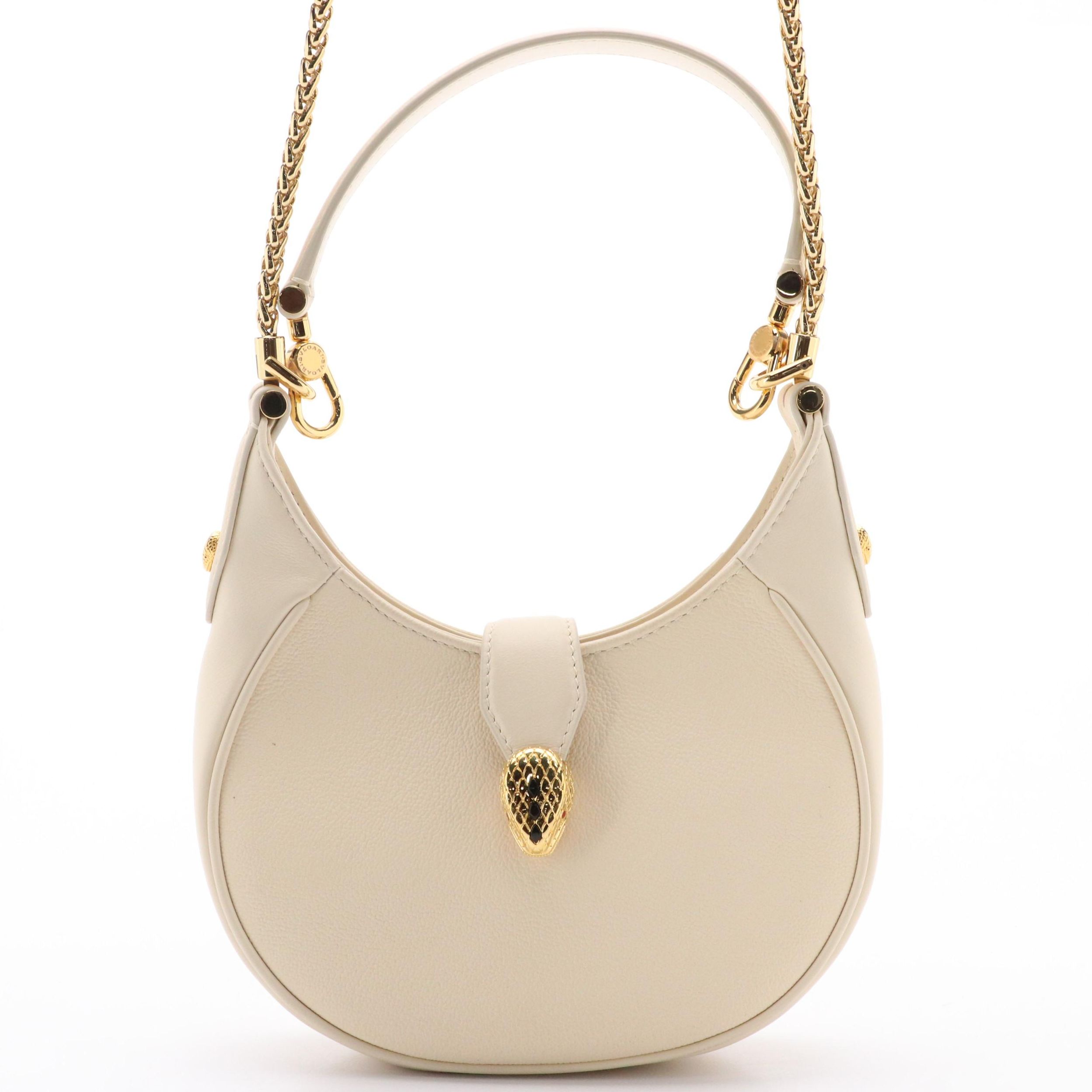 BVLGARI Leather Serpenti Ellipse Two-Way Bag with Box