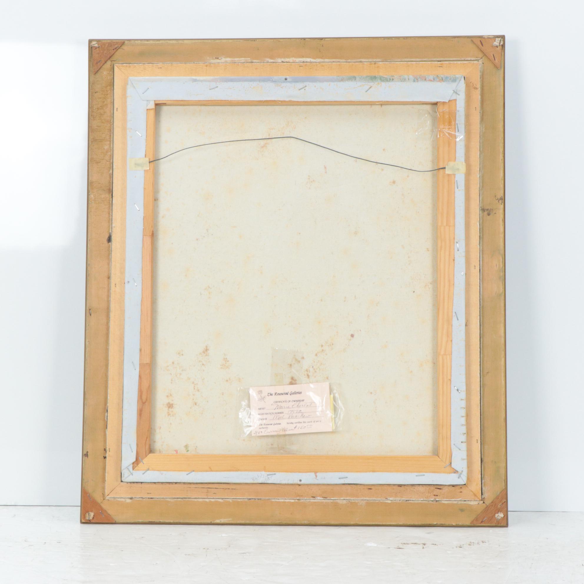 Marie Charlot Impasto Oil Painting with Figures in European City Scene, 1989