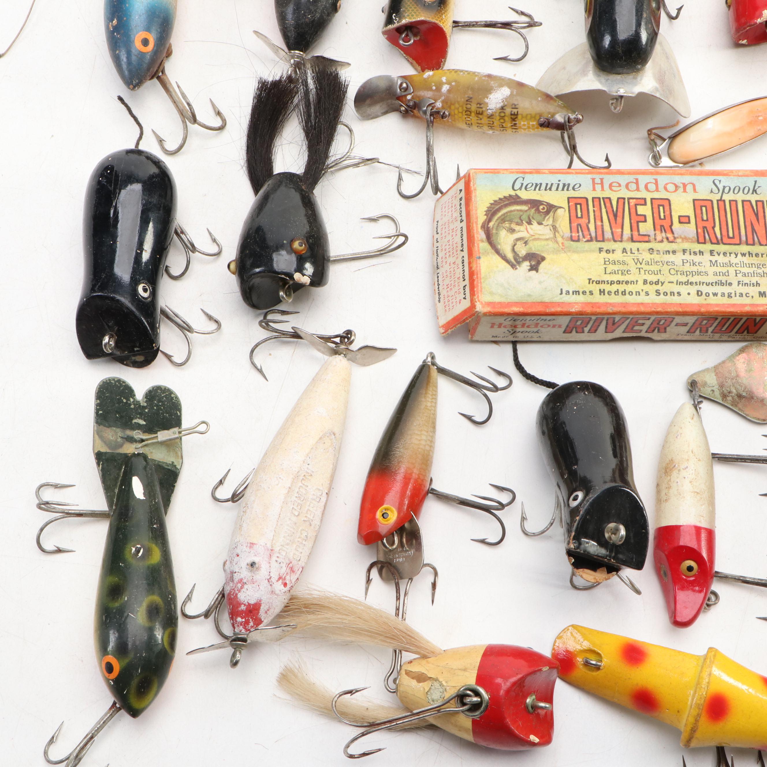 Jitterbug, Heddon Lucky 13, Creek Chub Injured Minnow & More Wood Fishing Lures