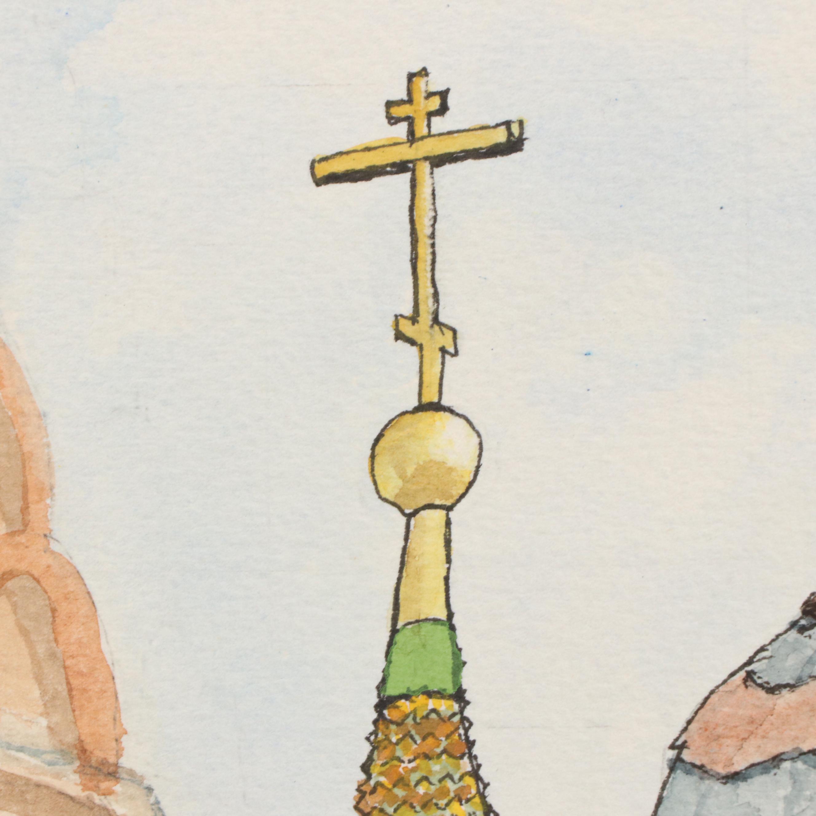 Morton H. Woolf Watercolor Painting of St. Basil's Cathedral