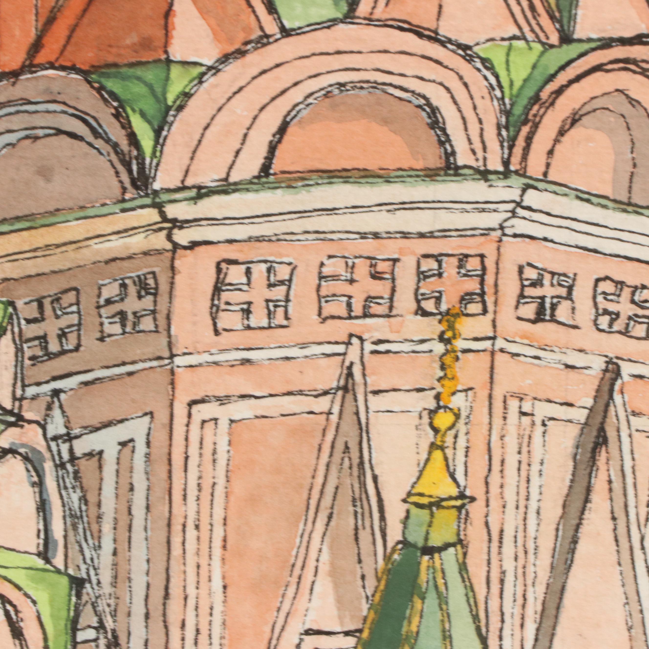 Morton H. Woolf Watercolor Painting of St. Basil's Cathedral